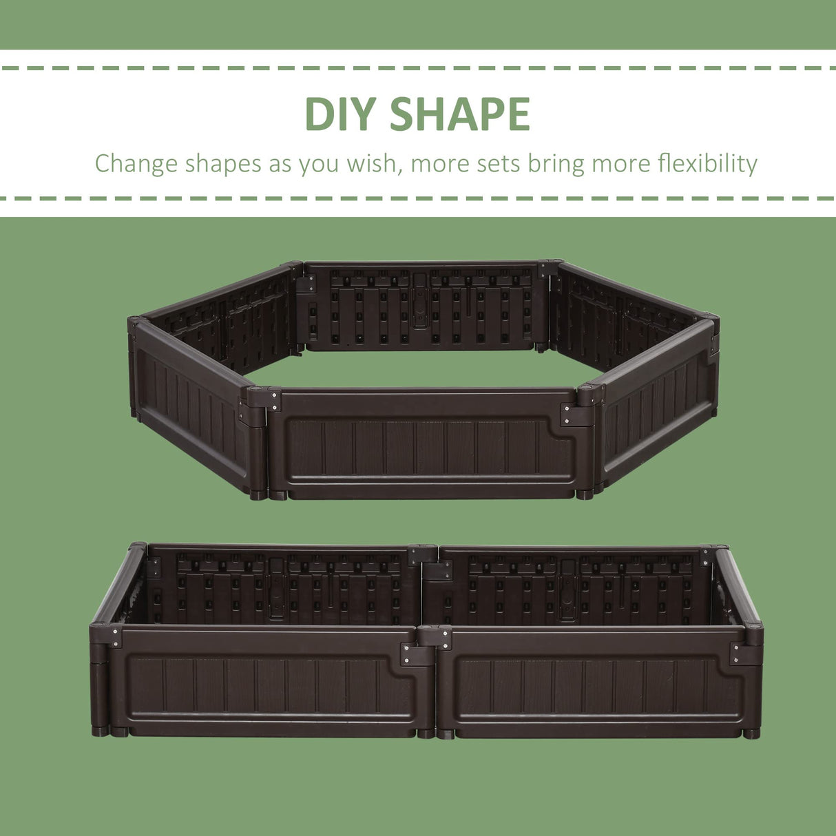 Outsunny 48" x 24" Raised Garden Bed Kit, Divisible Planting Box DIY Garden Elevated Planter for Outdoor & Indoor Backyard, Wood Imitating Grain, Easy Assembly, with 6 Stakes, Brown Outsunny