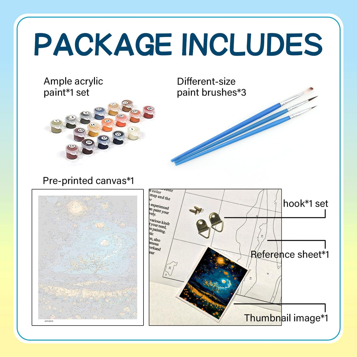 HITIRECOVI Starry Night Adult Paint by Number Kits on Canvas,Paint by Numbers Adults,Moon Paint by Number Canvas for Adults,DlY Acrylic Paint by Numbers Kits for Gifts Home Wall Decor 16x20inch HITIRECOVI