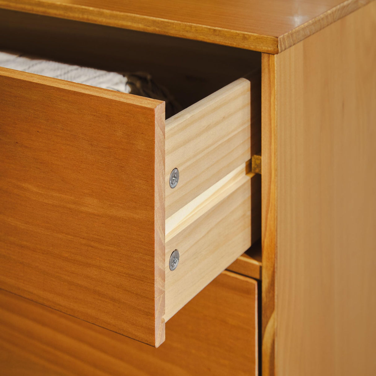 Walker Edison Sloane 3-Drawer Groove Handle Solid Pine Wood Dresser, 36 Inch, Caramel Walker Edison