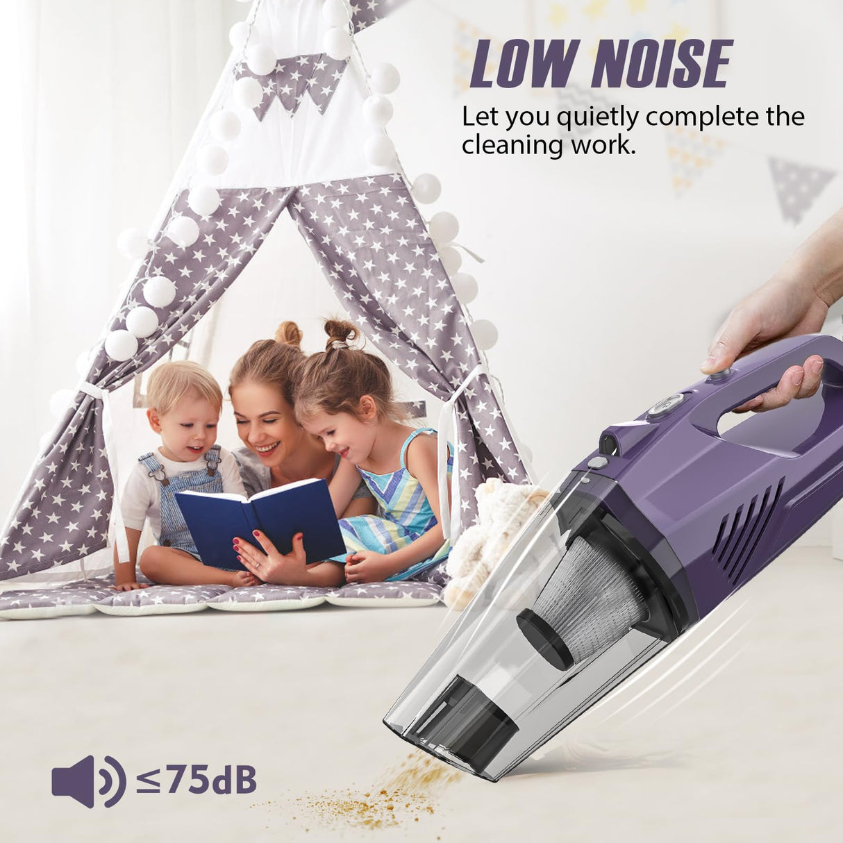 Handheld Vacuum Cordless,Car Hand Vacuum Cordless Rechargeable with Multi Accessories/LED Light,Lightweight Mini Portable Dust Busters Cordless Rechargeable for Car,Office and Home Cleaning Bossdan