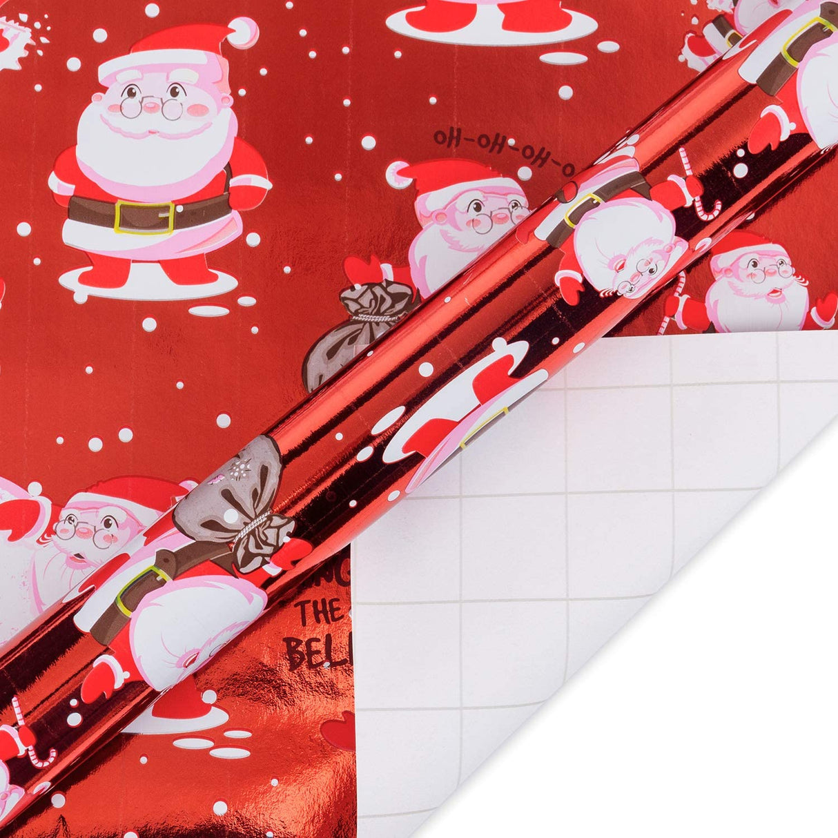 RUSPEPA Christmas Wrapping paper-Red and White Paper with a metallic foil shine-Christmas Elements Collection-4 Roll-30Inch X 10Feet Per Roll RUSPEPA