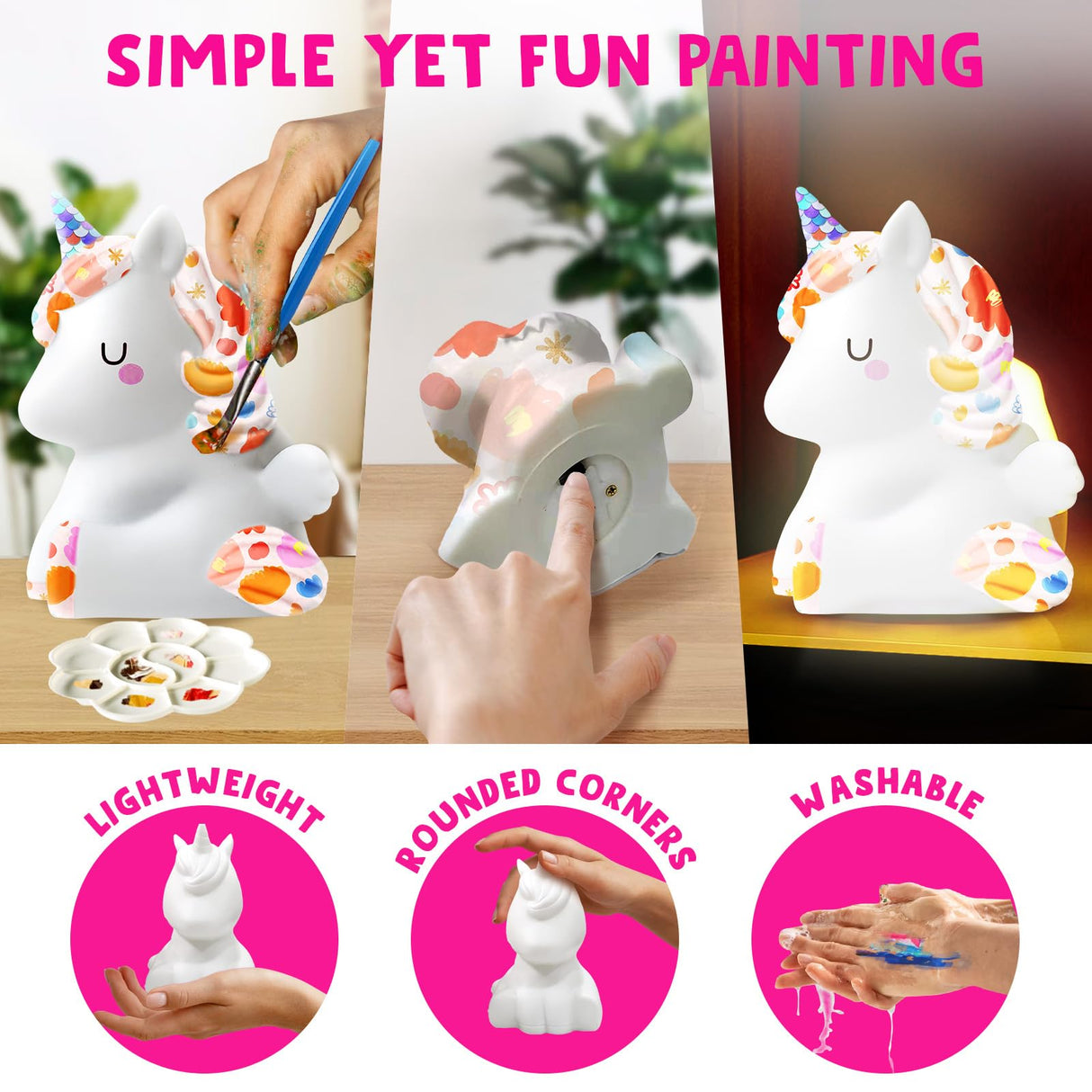 Goodyking Paint Your Own Unicorn Lamp Art Kit, DIY Night Light, Arts & Crafts, Painting Kit for Kids Ages 8-12, Art Supplies Birthday Party Holiday Unicorns Gift for Teens Girls Boys Age 3 4 5 6 7 8+ Goody King