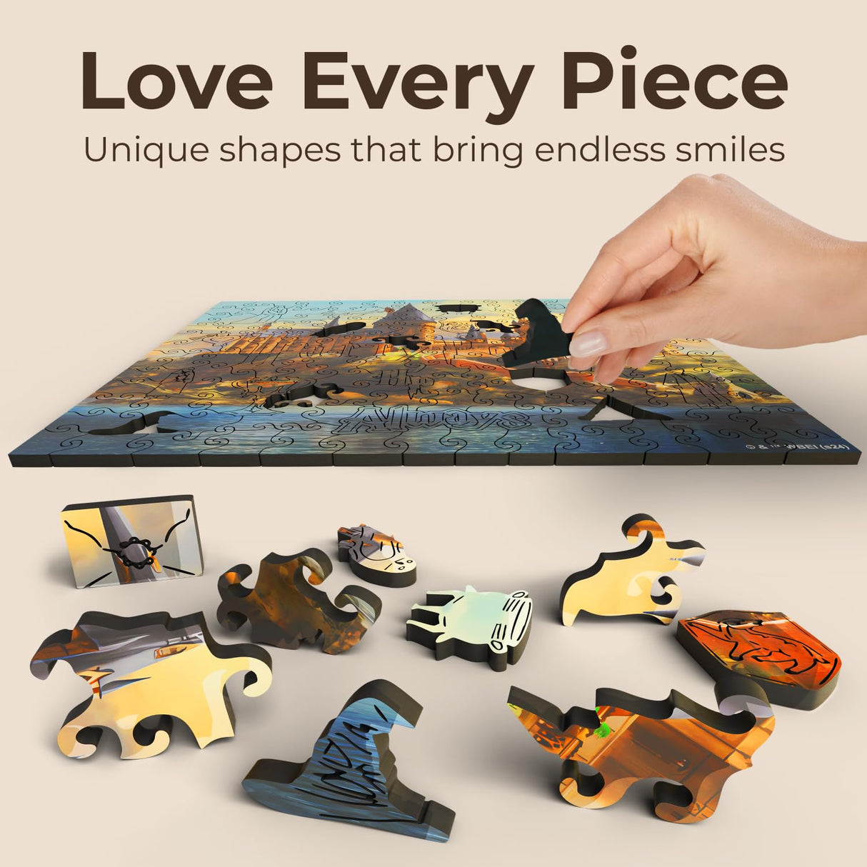 Crafthub Harry Potter Wooden Puzzles for Adults – A3 Size with 158 Pieces Wood Puzzles – Hogwarts Castle – Jigsaw Puzzles with Unique Shapes – 10.8" x 12.5" CRAFTHUB