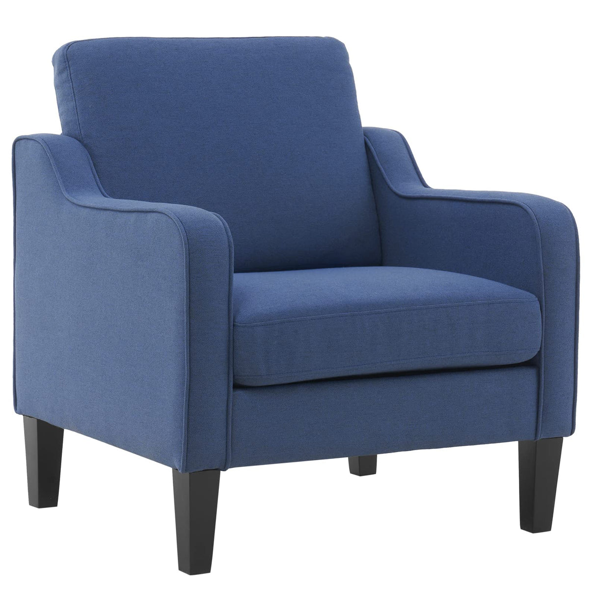 VINGLI Mid Century Modern Accent Chair,Navy Blue Fabric for Living Room Upholstered Armchair with Scooped Arms for Bedroom,Apartment,Studio,Office,Waiting Room VINGLI