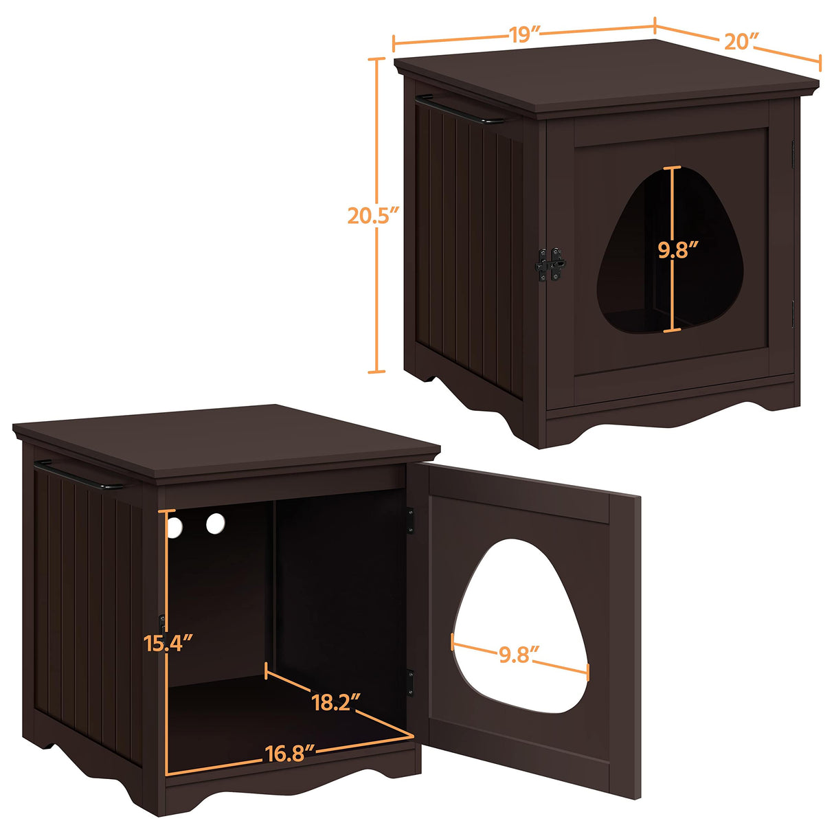 Yaheetech Cat Litter Box Enclosure, Litter Box Furniture Hidden with Towel Bar, Wooden Cat Washroom, Dog Proof Cat Litter Box Cabinet, Indoor Cat House, Side End Table, Espresso Yaheetech