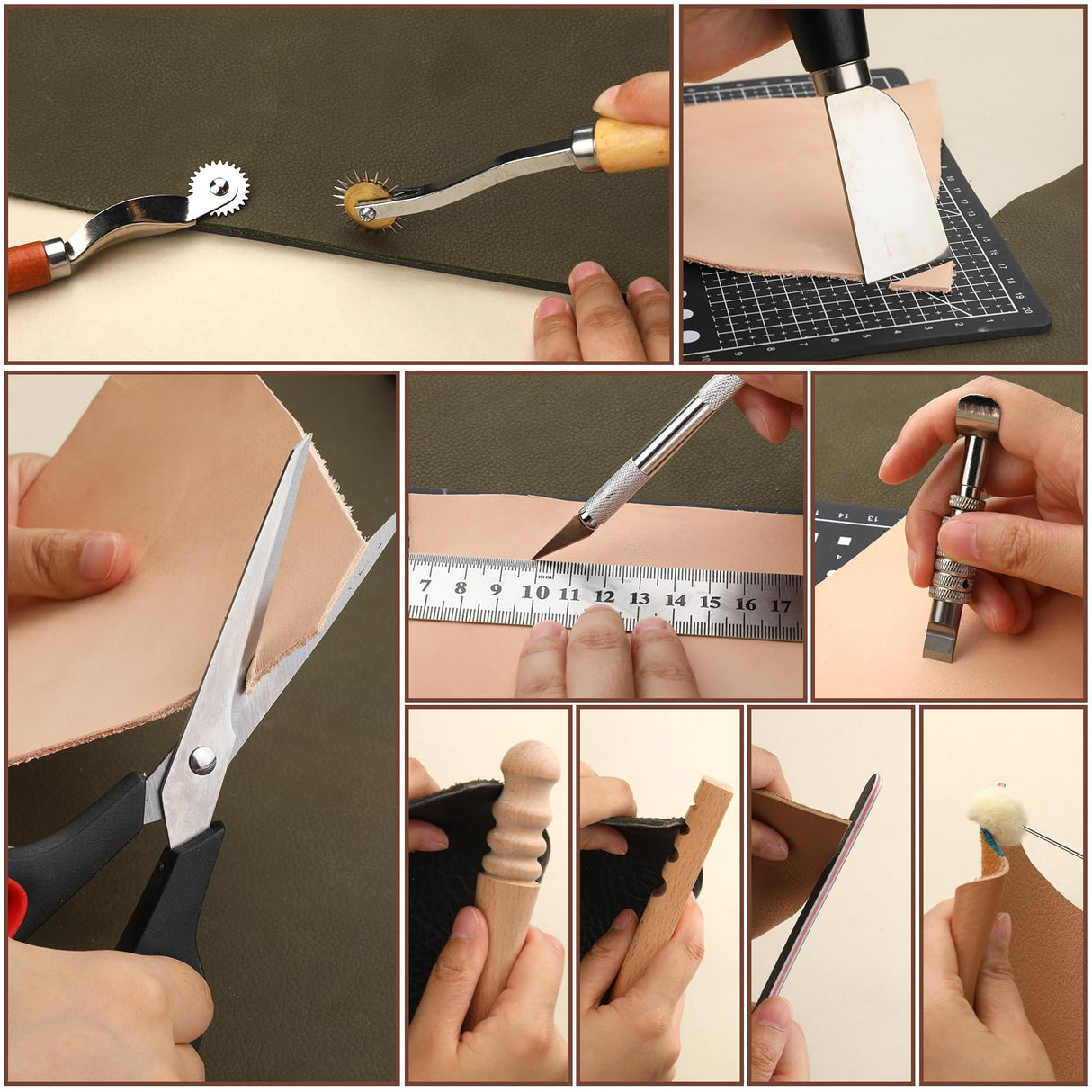 QMNNMA 102PCS Leather Working Tools Leather Tool Kit with Custom Storage Bag, Leather Carving Tools Leather Working Kit for Sewing Carving Cutting Punching Stamping QMNNMA