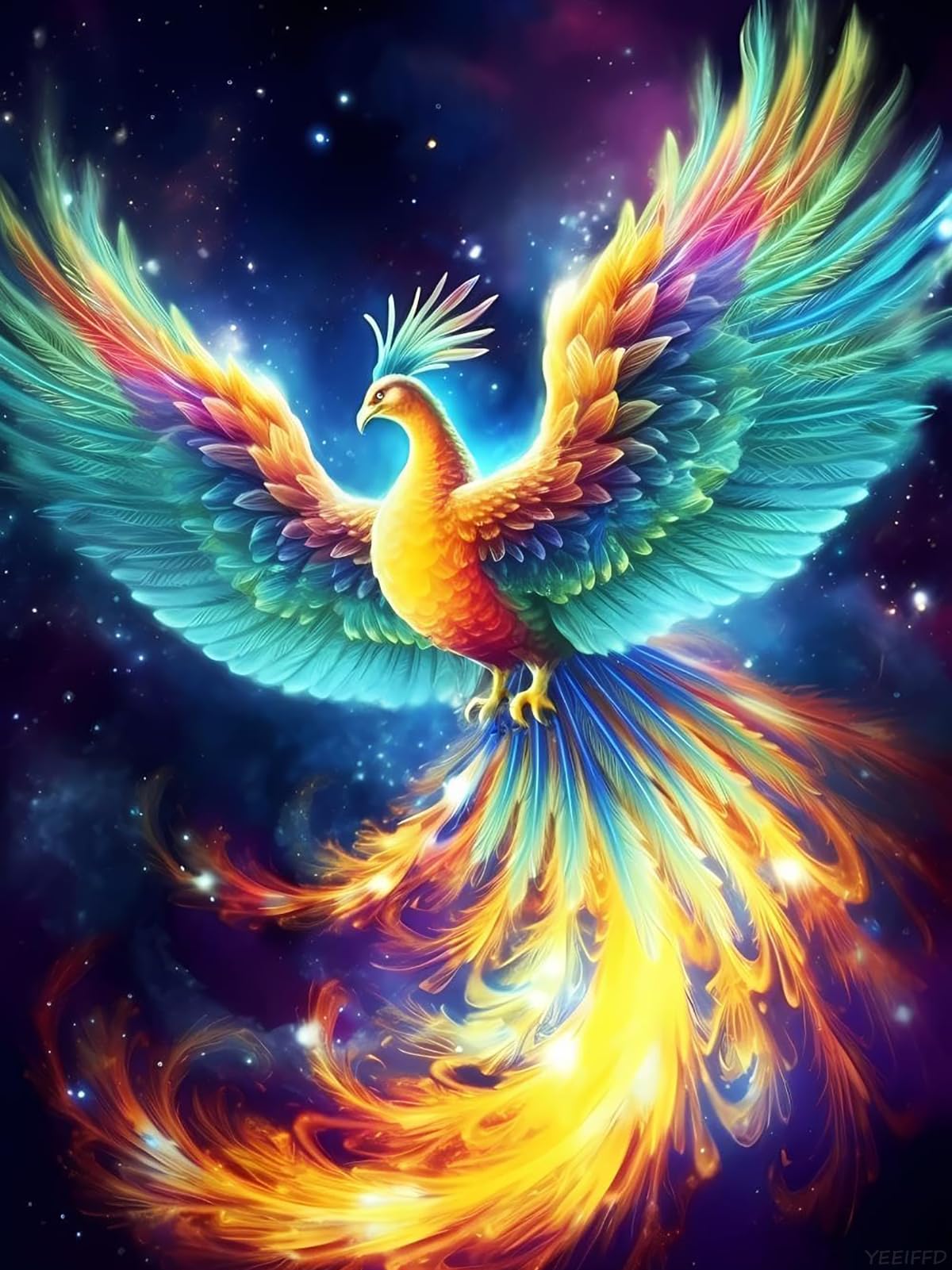 YEEIFFD 5D Adult Diamond Painting Kit Light Phoenix Diamond Painting Full Diamond Gemstone Painting Suitable for Relieving Emotions Phoenix Diamond Dots Art Crafts 12x16inch YEEIFFD