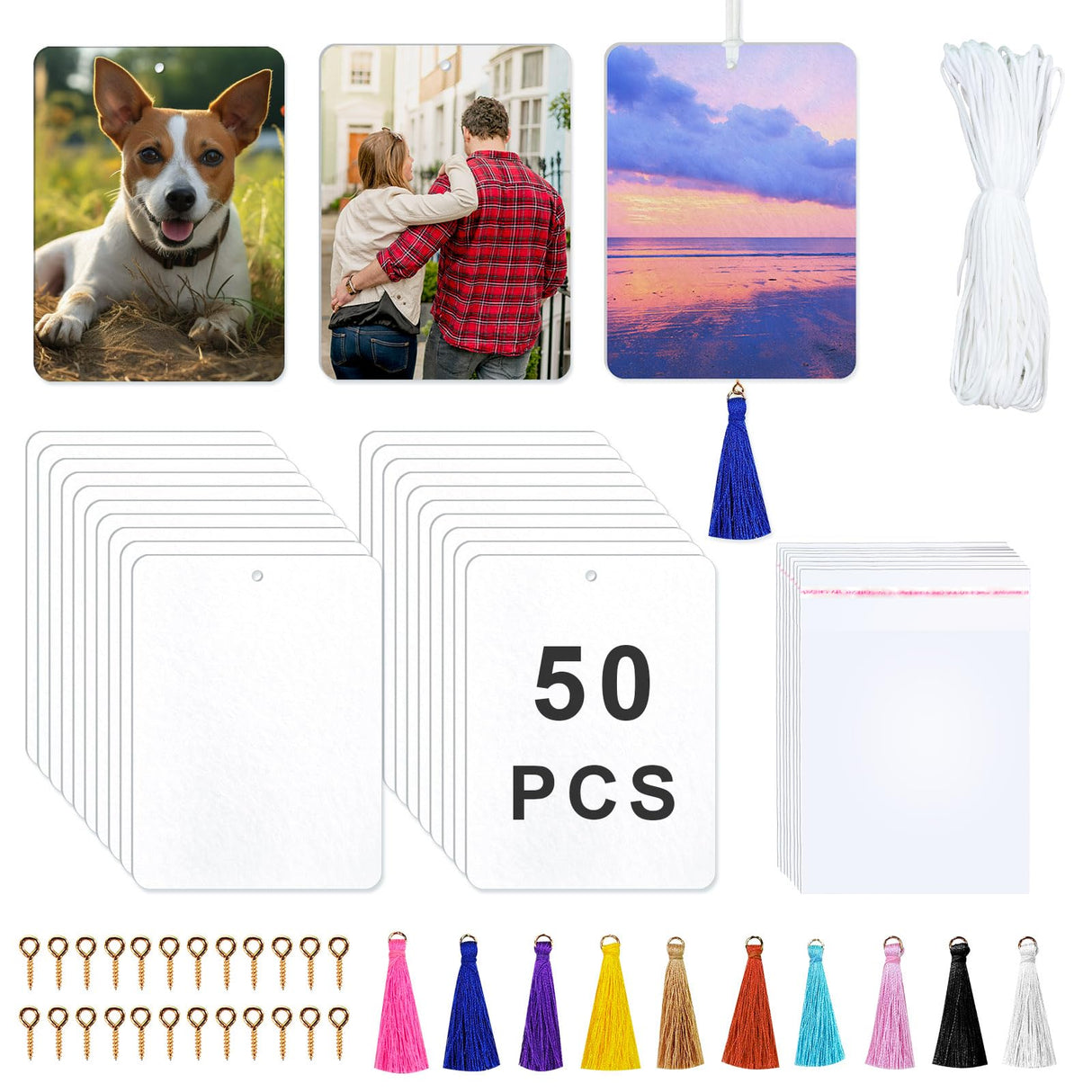 50 pcs sublimation air fresheners blanks,with Tassels Sublimation Blanks Products DIY Air Freshener for Car and Home Hanging Decoration sublimation car freshener blanks GEKIXUTP