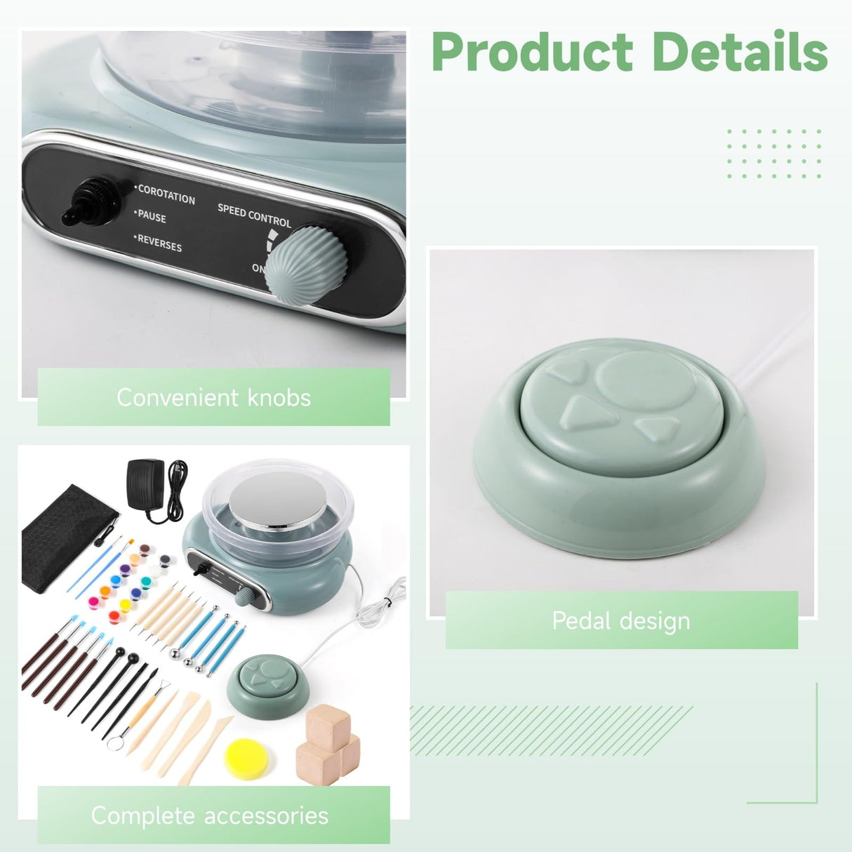 Mini Pottery Wheel Kit, Turntable Electric Pottery Wheel, Clay Making Pottery Machine with 24 Pottery Shaping Tools and Paint Set, Craft Kits Gift for Kids Teens & Adults Beginners OMISTAR