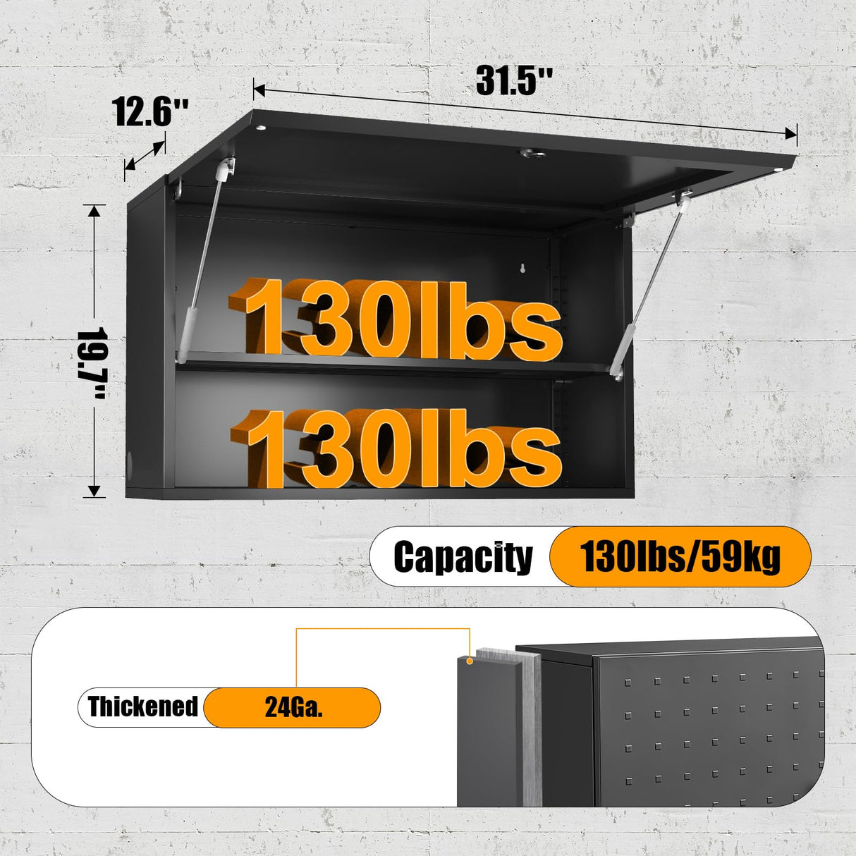 MetalMax Metal Wall Storage Cabinet with Adjustable Shelf Wall Mount Garage Cabinet Flip Up Cabinet Steel Metal Cabinet Trailer Cabinets Work Shop Wall Cabinet Lockable Tool Cabinet Assembly Required MetalMax