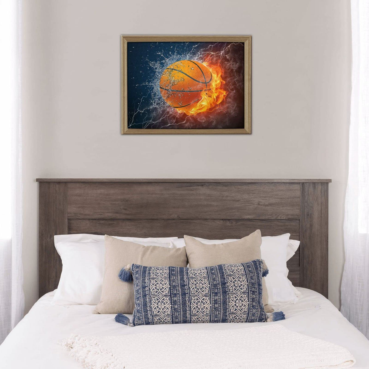 Wooden Jigsaw Puzzles 500 Piece Basketball Fire Intellective Game for Teens Modern Stylish Nice Collection Home Decoration Futterya