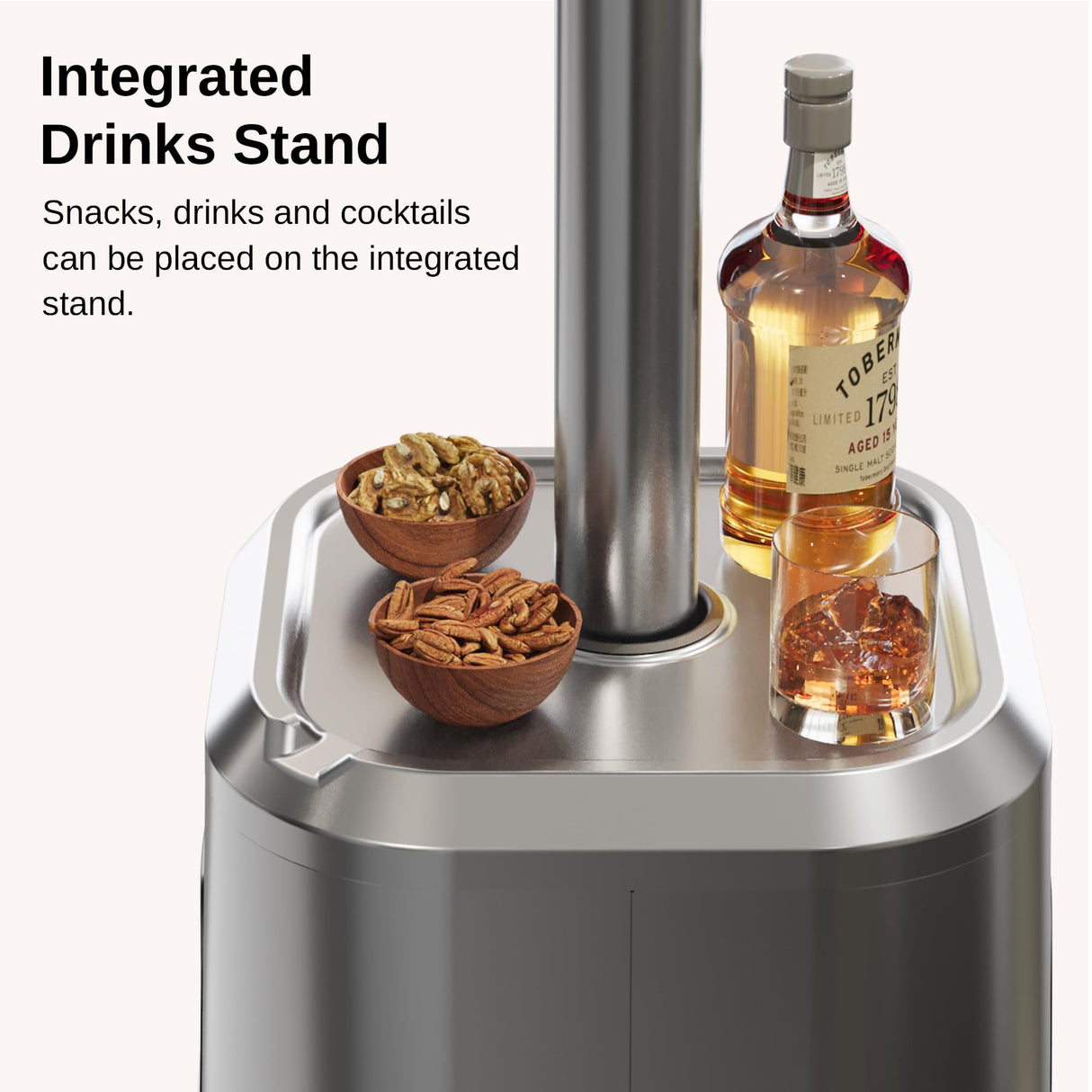 EAST OAK Anti-rust 50,000 BTU Patio Heater for Outdoor Use with Double-Layer Stainless Steel Burner, Square Round Table Design and Wheels, Propane Patio Heater for Home and Commercial, Stainless Steel EAST OAK