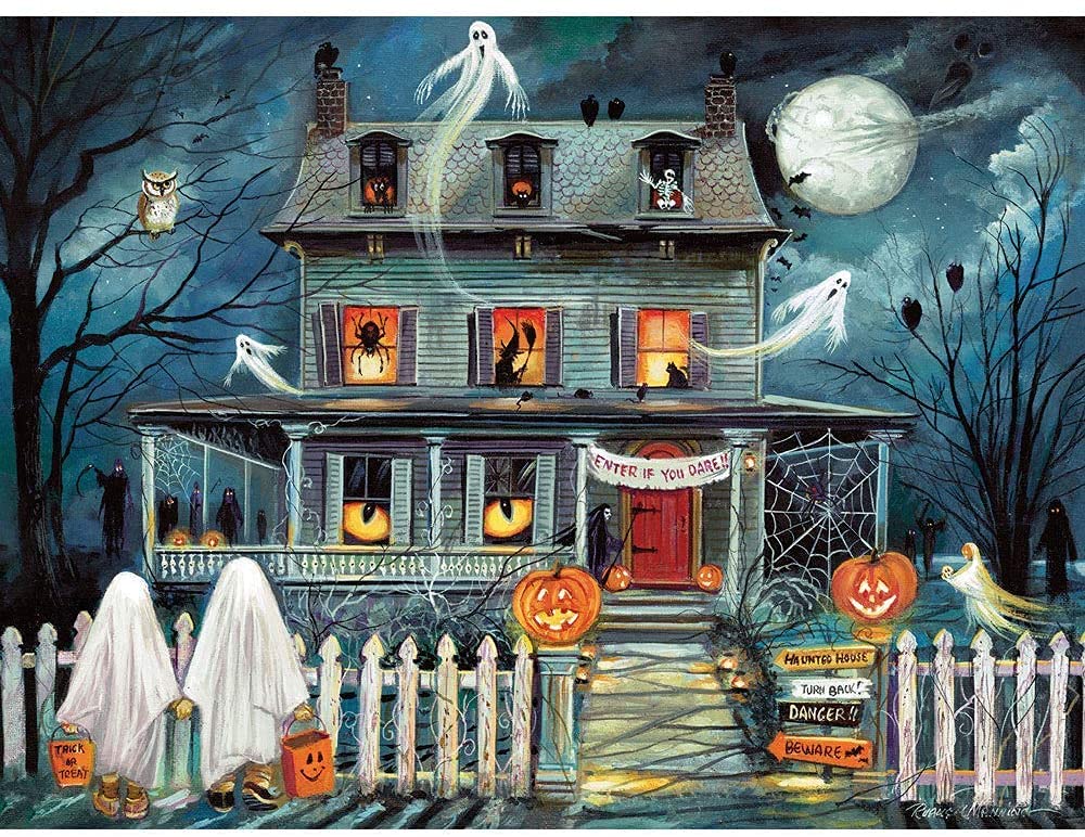 Bits and Pieces – 1500 Piece Jigsaw Puzzle for Adults – Enter If You Dare - Haunted House Halloween Trick or Treat Jigsaw Puzzle by Artist Ruane Manning, Completed Puzzle Size: 24" x 33" Bits and Pieces
