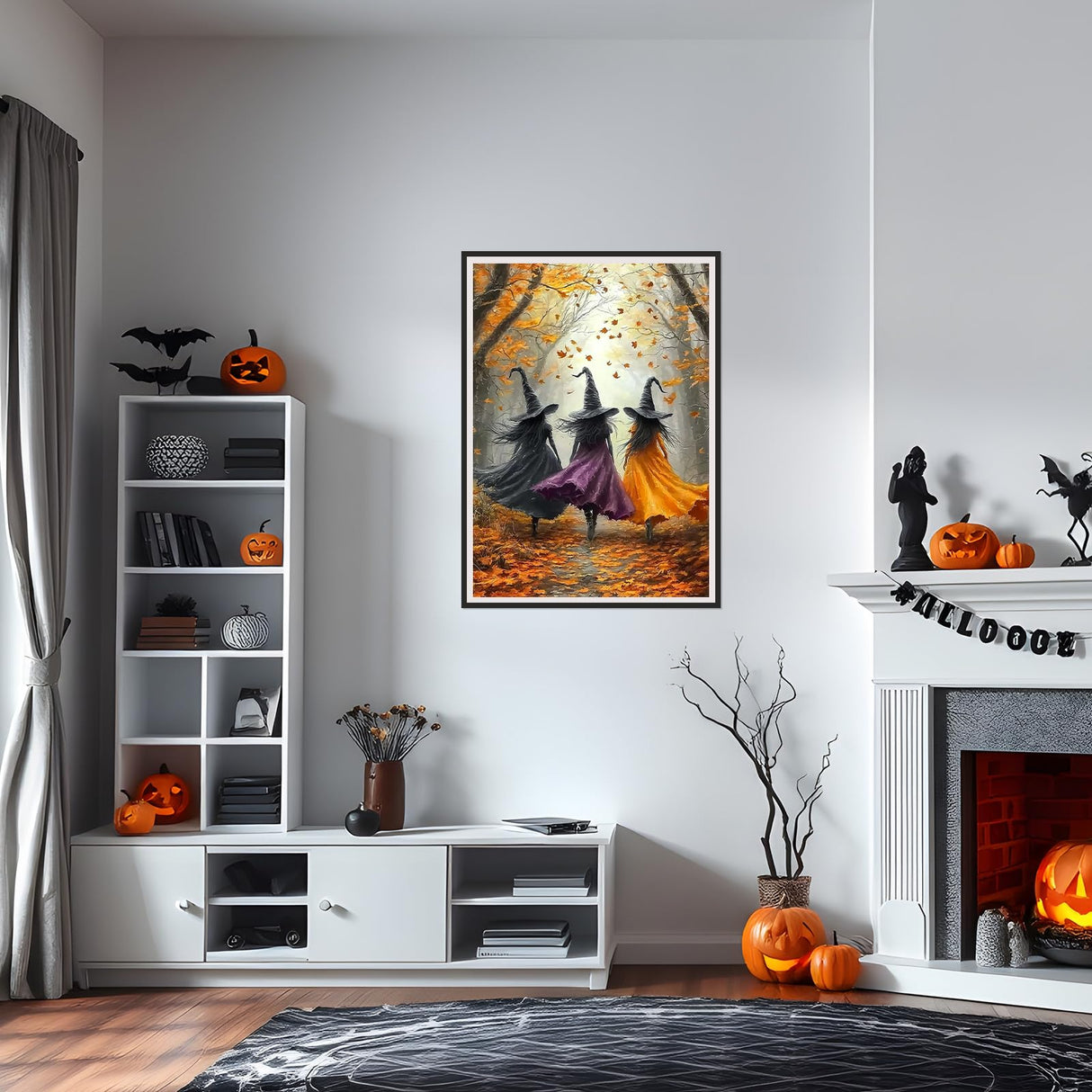 SENQAO Witch Diamond Art Kits for Adults, Fall Forest Witch DIY 5D Diamond Painting Kits Full Drill Diamond Dots Paintings with Diamonds Gem Art and Crafts Home Decor 12x16inch SENQAO