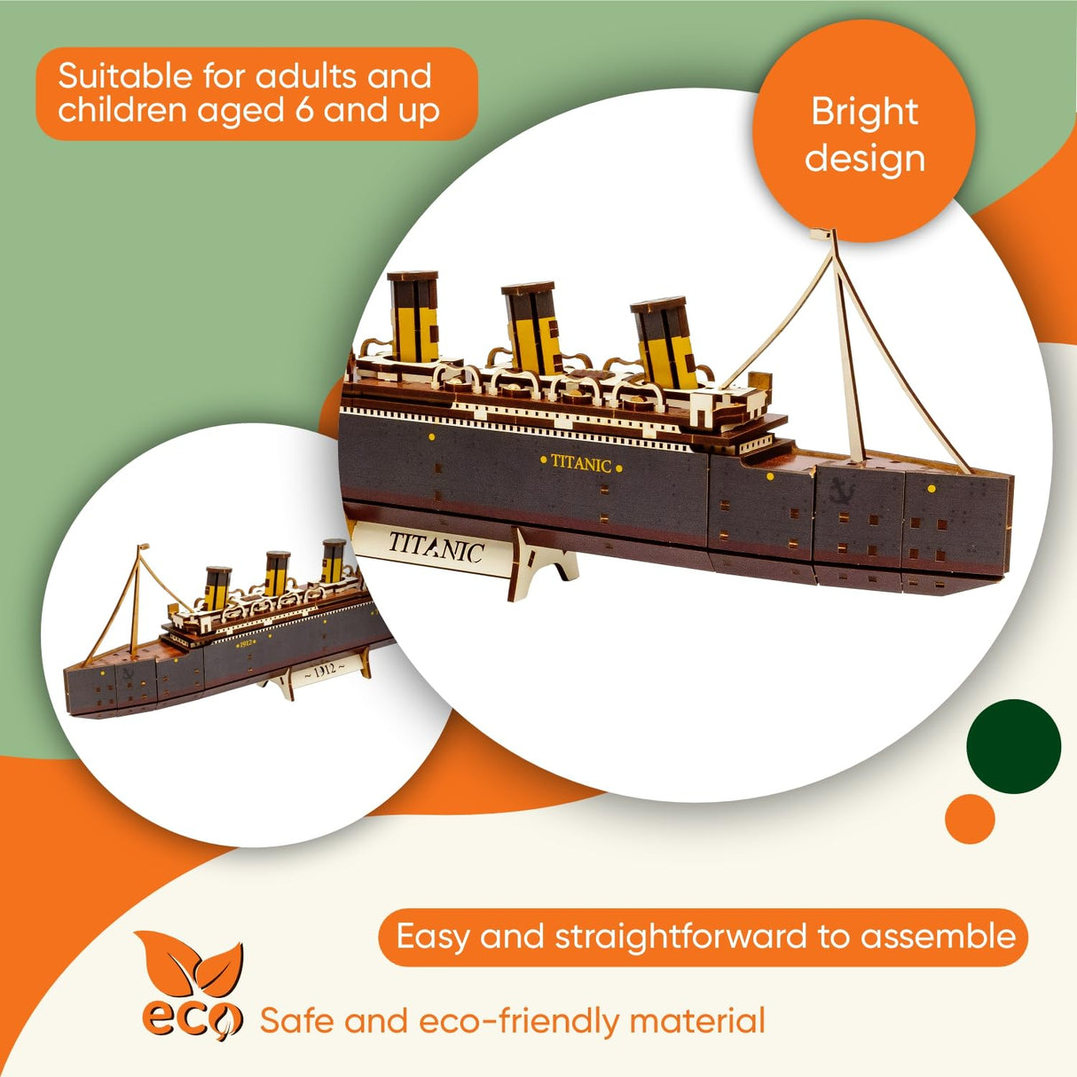 3D Wooden Puzzles – Ship Model Building Kits - Adult Building Sets – 3D Puzzles Adults – 15+ Years Wood Building Kits ALEXES