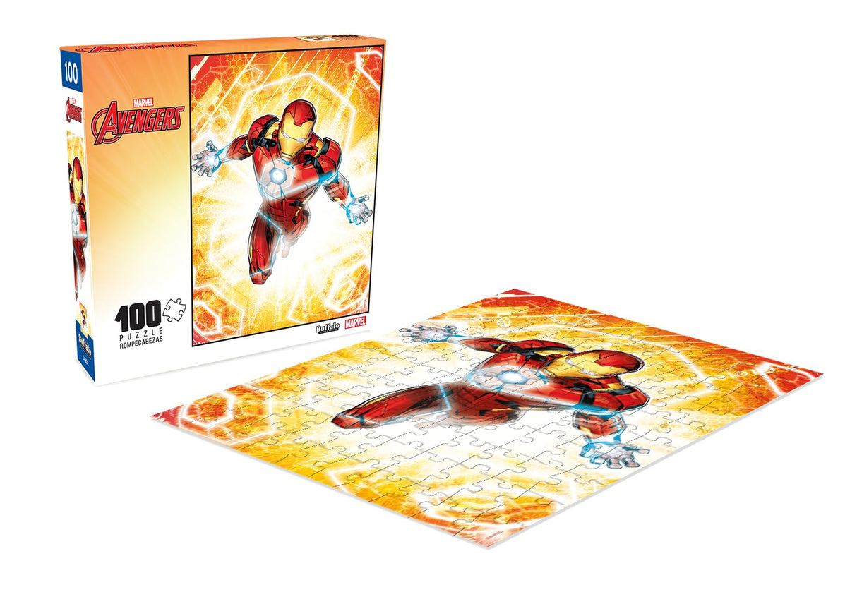 Buffalo Games - Marvel - The Armored Avenger - 100 Piece Jigsaw Puzzle for Families Challenging Puzzle Perfect for Family Time - 100 Piece Finished Size is 15.00 x 11.00, Large Buffalo Games