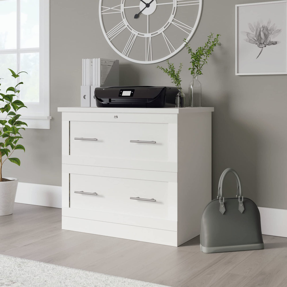 Realspace® 29-7/16"W x 18-1/2"D Lateral 2-Drawer File Cabinet, White Realspace