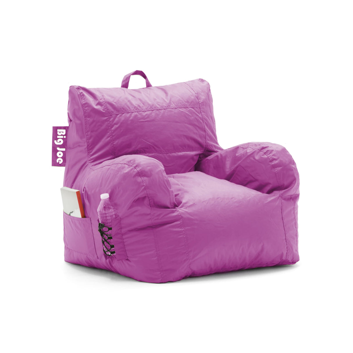 Big Joe Dorm Bean Bag Chair with Drink Holder and Pocket, Radiant Orchid Smartmax, Durable Polyester Nylon Blend, 3 feet Big Joe