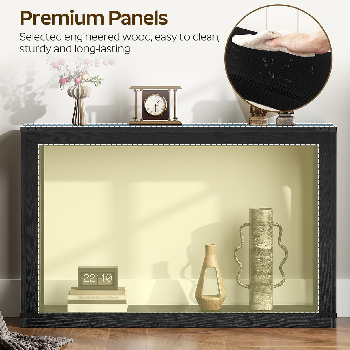 YATINEY Farmhouse Console Table, 47.2 Inches Wooden Behind The Couch Sofa Table with Storage, Entryway Table with Reinforced Support, for Living Room, Entryway, Hallway, Staircase, Black CT24BK YATINEY