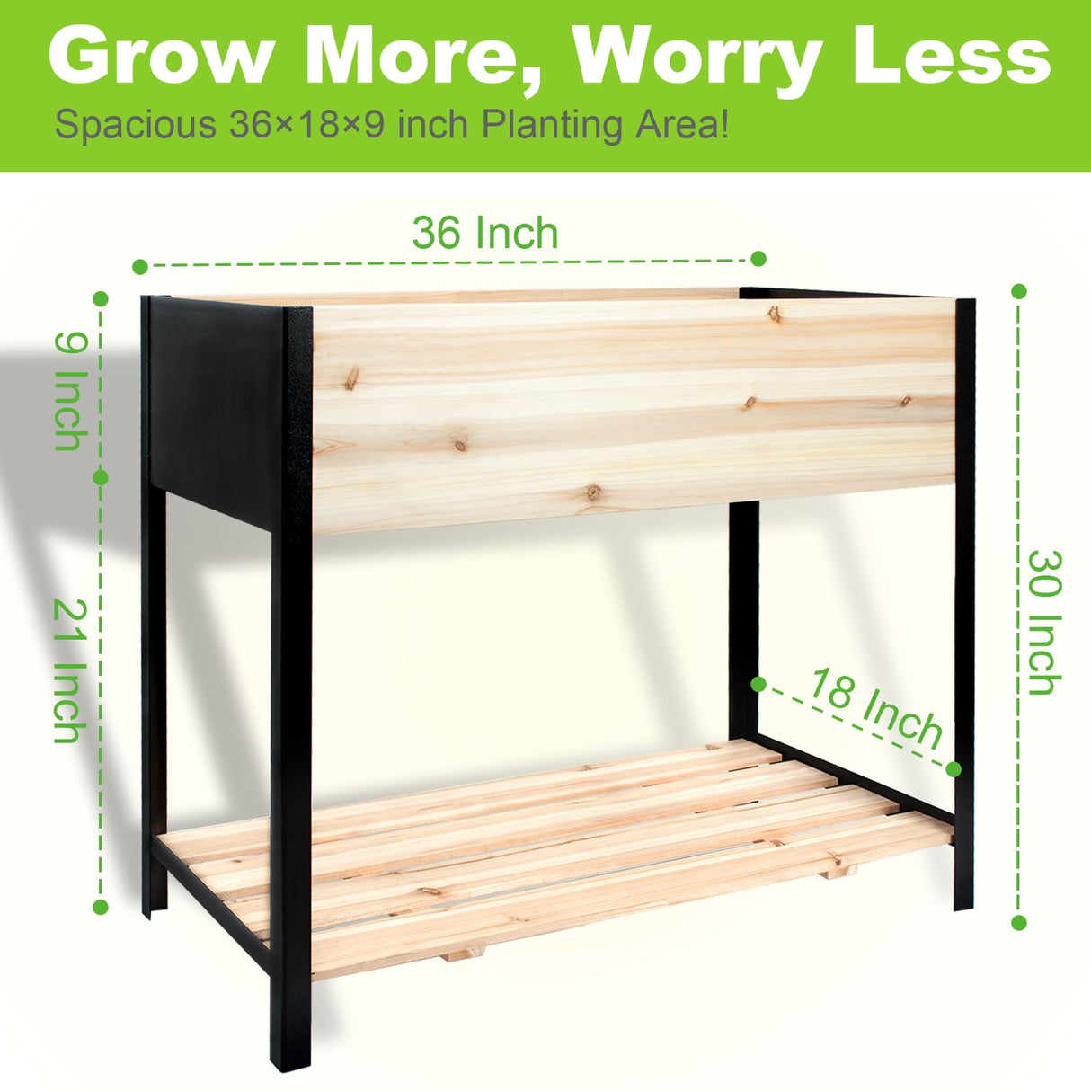 Hozeiee Raised Garden Bed with Legs, Metal & Wood Elevated Planter Box for Outdoor Plants, Vegetables, Flowers, Herbs, 4 Legs, 36(L) x18(W) x30(H) Inch Garden Bed for Outdoors Hozeiee