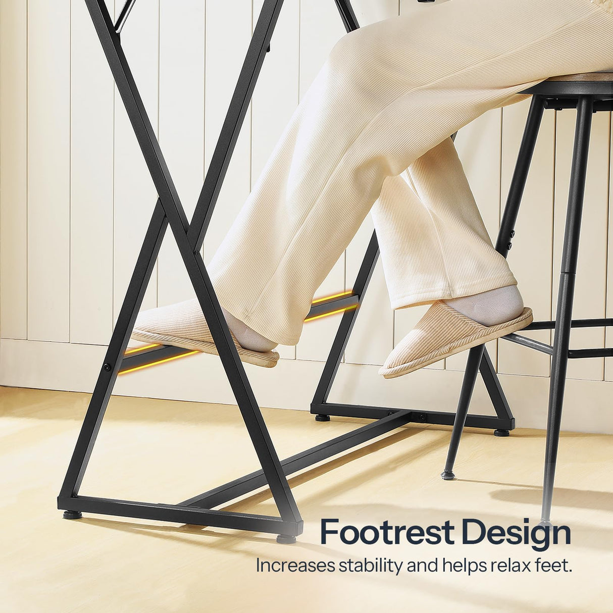 HOOBRO 39.4 Inch Bar Table, Counter Height Rectangular Bar Table, Pub Dining Table, Metal Frame with Footrest and 2 Hooks, for Narrow Space, Bistro and Living Room, Rustic Brown and Black BF67BT01 HOOBRO