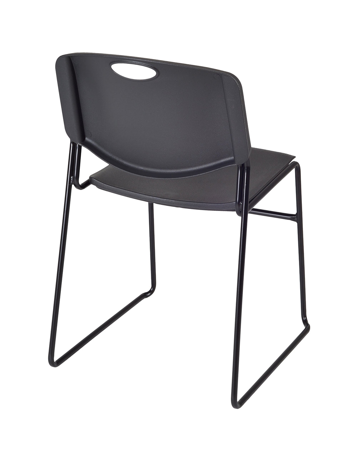 Cain 48" Round Breakroom Table- Maple & 4 Zeng Stack Chairs- Black Regency