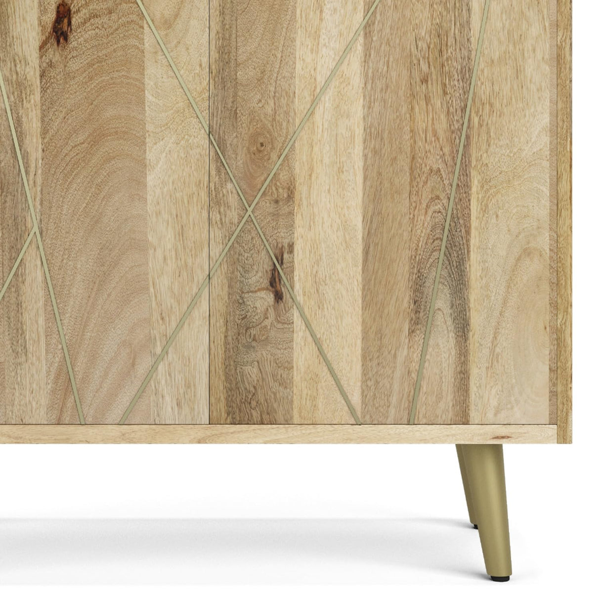 Contemporary Solid Mango Wood 30 Inch Bookshelf with Doors in Natural Finish SIMPLIHOME