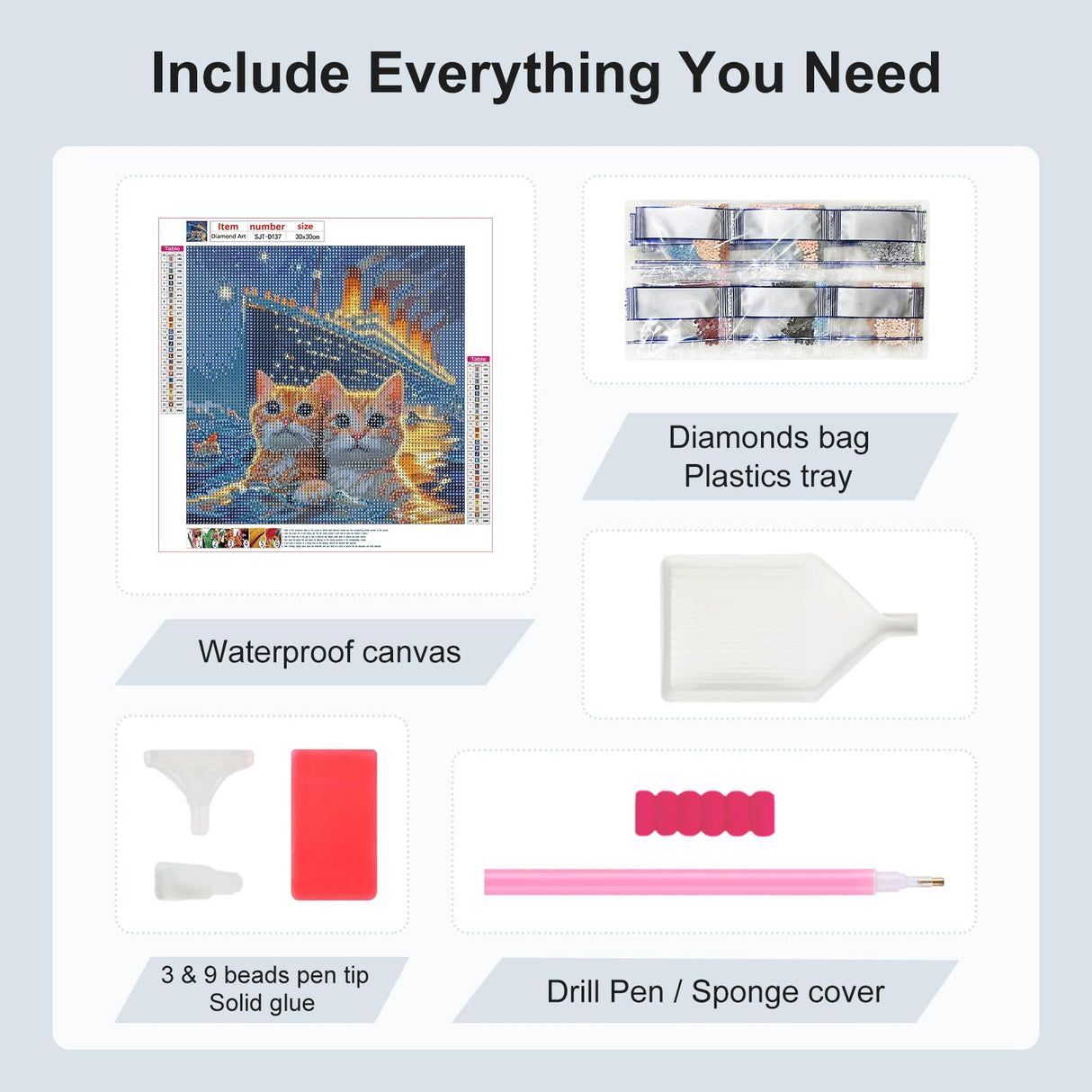 SJUTOUCI Cat Diamond Painting Kits for Adults, Diamond Art Kits for Beginners, DIY 5D Full Drill Diamond Dots Gem Craft Art Home Wall Decor 12x12 inch, Animals SJUTOUCI