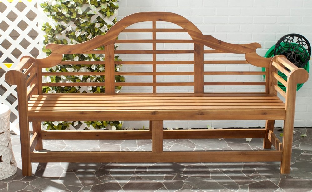 Safavieh Patio Collection Felicity Adirondack Acacia Wood Bench, Natural Safavieh