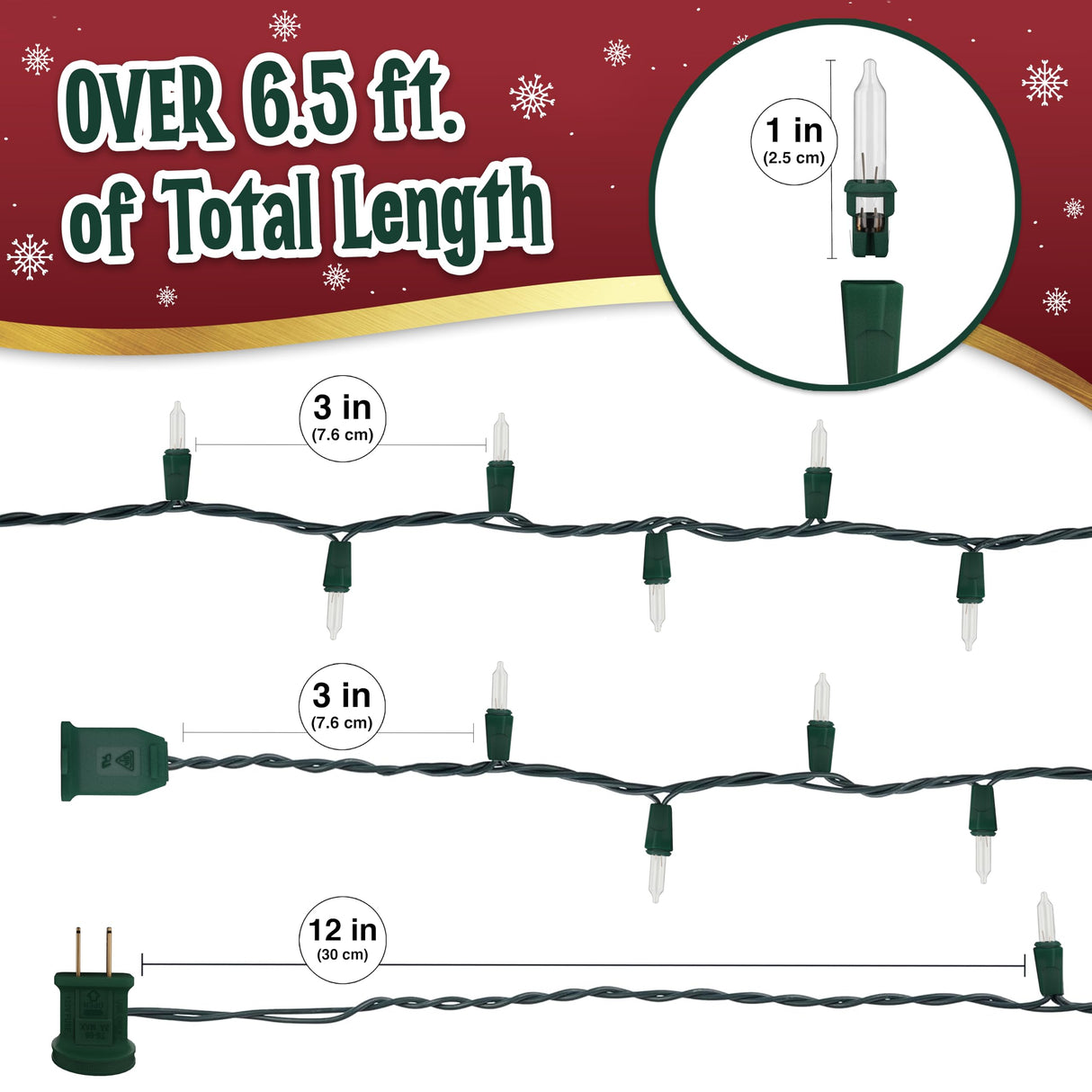 Clear Warm White Christmas Tree Lights - 6.3 ft String of 35 Incandescent Mini Bulbs Multifunctional Lighting Modes, for Decorative, Bedroom, Outdoor, Xmas Twinkle Lights with Green Wire Total 6.6 ft stargo