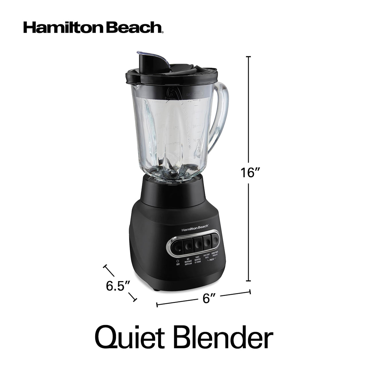 Hamilton Beach 58175 Wave Action Blender for Shakes and Smoothies, Stainless Steel Ice Sabre Blades, 800 Watts, Quiet Design, 40 oz Glass Jar, Black Hamilton Beach