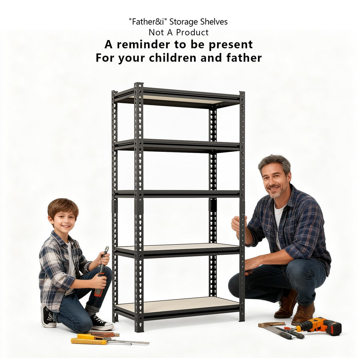 SYLOUGH 36"W "Father&I" 5-Shelf Industrial Metal Steel Garage/Tote Storage Shelves Heavy-Duty Adjustable Rack: Tall Shelving Units Organizer for Closet/Basement/Pantry/Shop/School 72"H*36W*16"D, Black SYLOUGH
