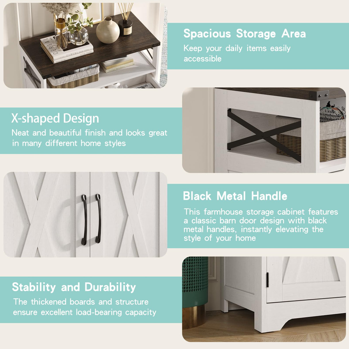 Maupvit 5-Tier Shoe Cabinet with Doors & 2 Drawers, Farmhouse Storage Cabinet with Adjustable Shelves, Wooden Freestanding Shoe Rack Organizer Cabinet for Entryway, Foyer, Hallway, Living Room, White Maupvit