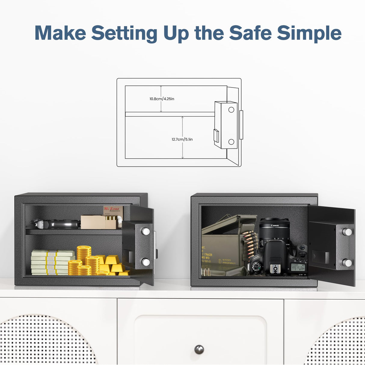 Locksworth Safe for Home, 0.6 Cubic Feet Safety Box, Lock Box for Money, Jewelry, Documents and Guns, Digital Security Safe for Office, Hotel and Personal Use, 13.8"W x 9.8"D x 9.8"H Locksworth