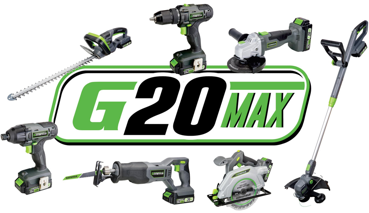 Genesis G20MAX 20V Cordless Circular Saw 6-1/2 inch with Laser & LED Light, Includes 24TCT thin-kerf blade, 2.0Ah Battery and Charger, 2 Year Warranty (GLCS2065B) Genesis