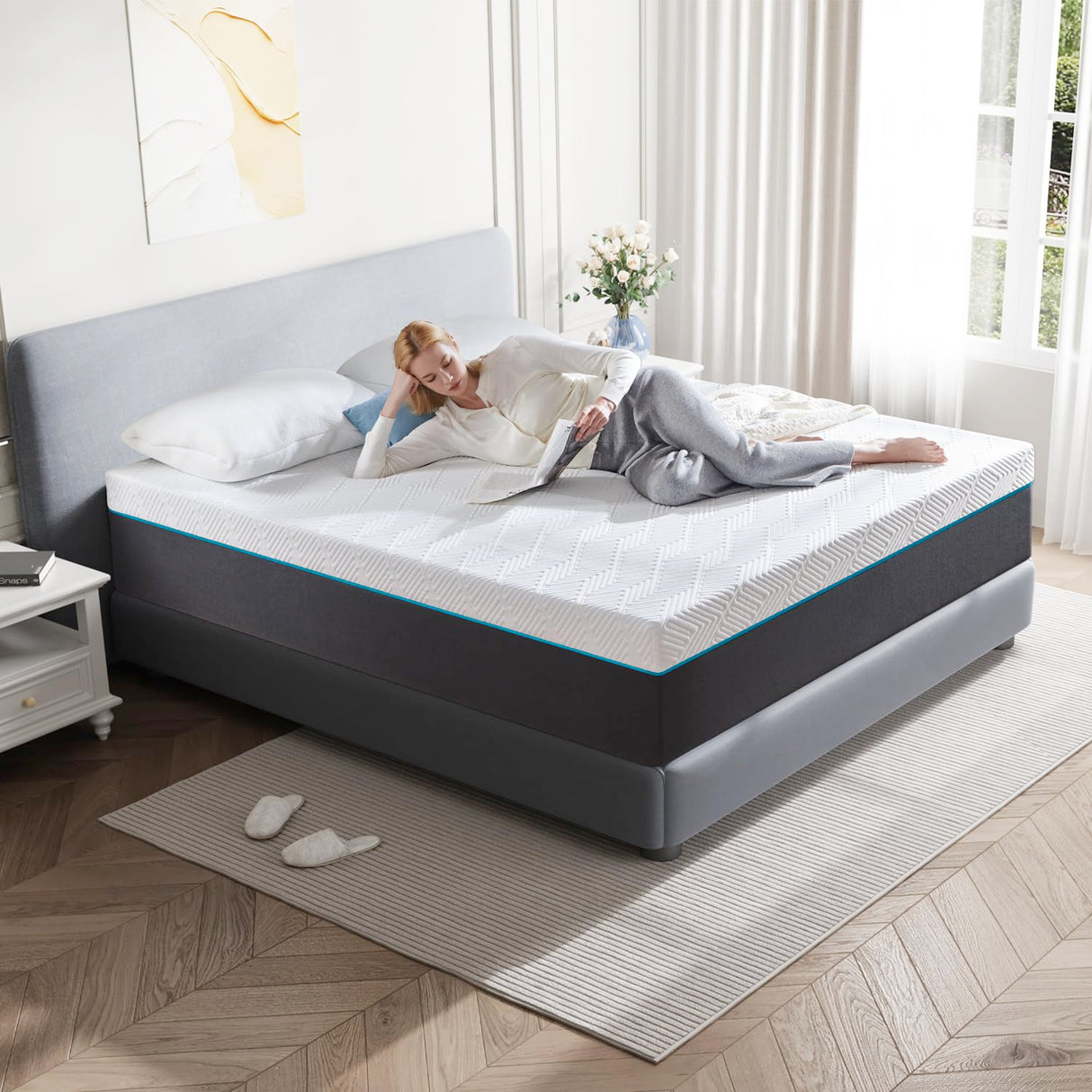 10 Inch Full Size Cooling Memory Foam Mattress - Medium Firm Gel-Infused for Pressure Relief & Cool Sleep, Breathable Comfort in a Box (54''W x 75''L) Generic