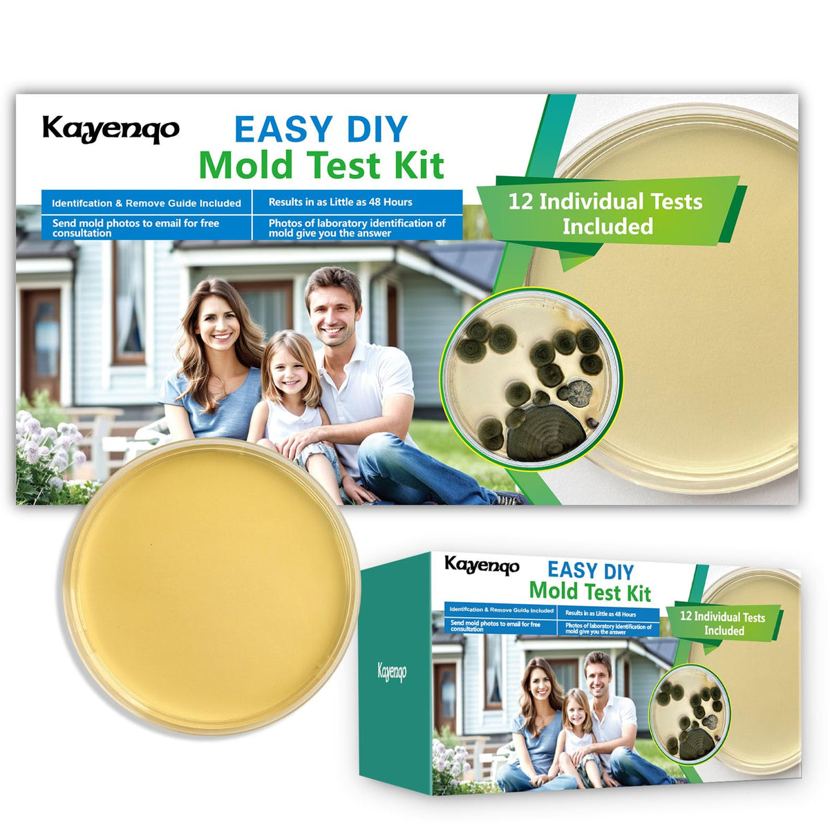 Mold Test Kit for Home - 12 Simple Detection Tests,Test HVAC System,Home Surfaces,& Indoor Air Quality Testing Kits,DIY Mold Detector at Home,includes Detailed Mold Identification Guide,air tester KAYENQO