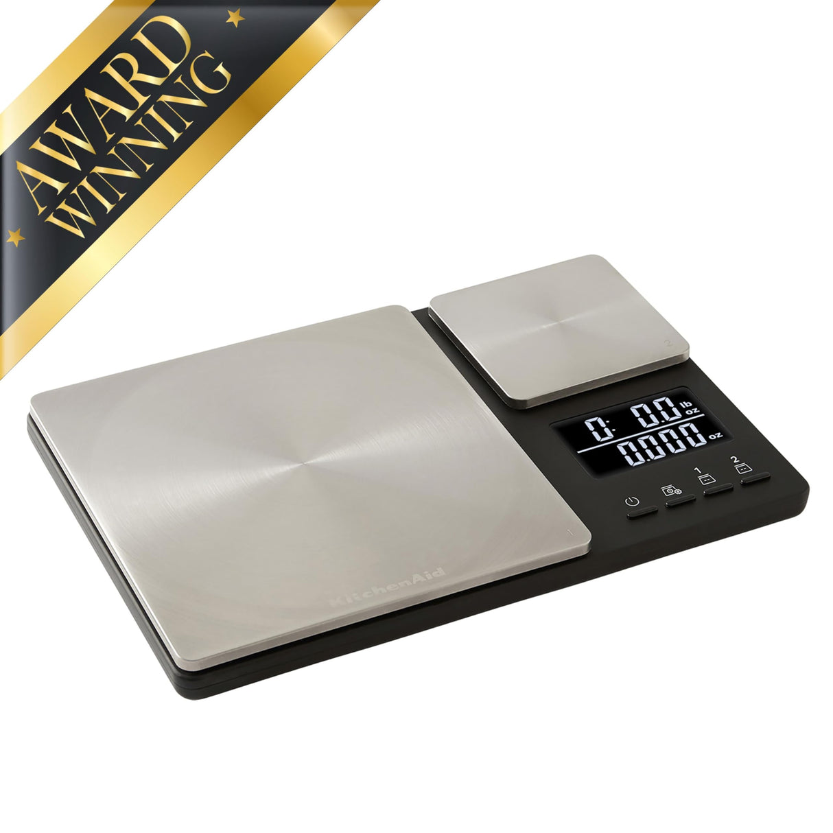 KitchenAid KQ909 Dual Platform Digital Kitchen and Food Scale, 11 pound capacity and Precision 16oz capacity, Black with Stainless Steel KitchenAid