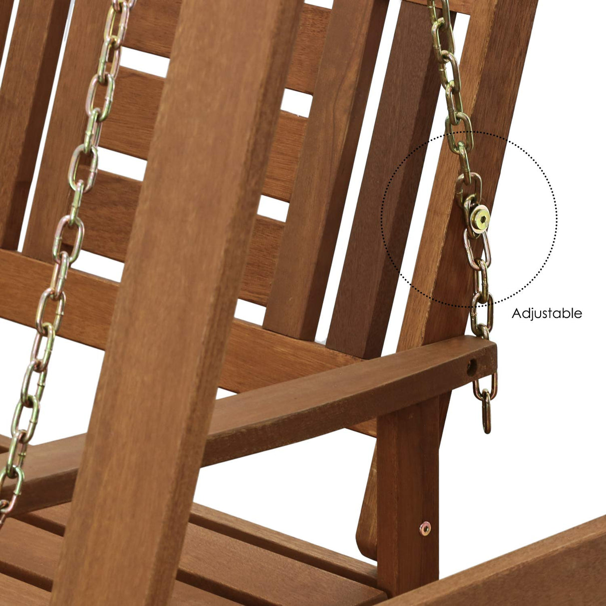 Furinno Tioman Hardwood Patio / Garden / Outdoor 4ft Porch Swing, 2 Seater with Stand, Natural Furinno