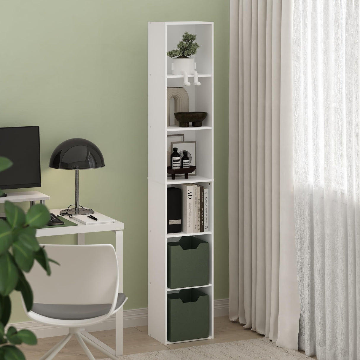 Furinno Luder 6-Tier Open Shelf Bookcase, White Furinno