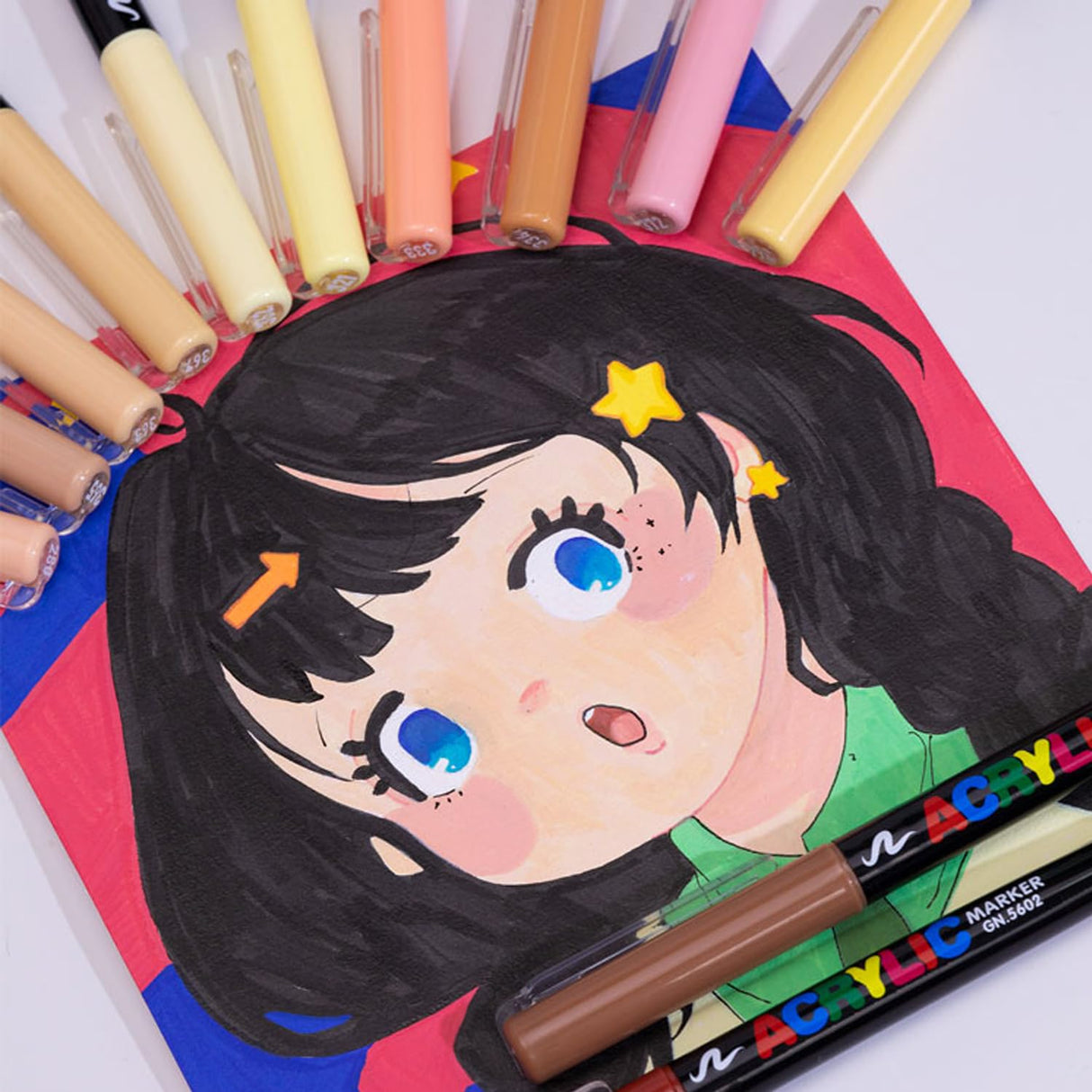 KsopiaVobs Skin Tones Art Markers, Acrylic Paint Pens Skin Colors Paint Markers for Wood,Glass,Fabric,Rocks Painting,Illustration Sketching, Extra Fine Tip (Set of 12,Brush Tip) KsopiaVobs