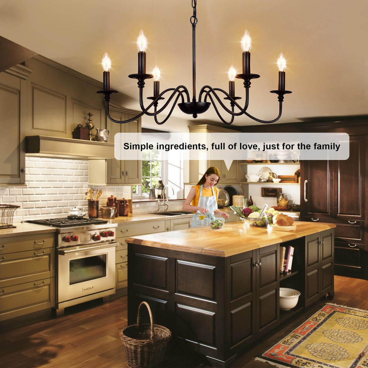 Depuley Farmhouse Chandelier for Dining Room: 6-Light Black Industrial Kitchen Island Pendant Light Fixture with 6 E12 Bulbs - Rustic Candle Chandeliers Vintage Modern Hanging Ceiling Lamp for Bedroom Depuley