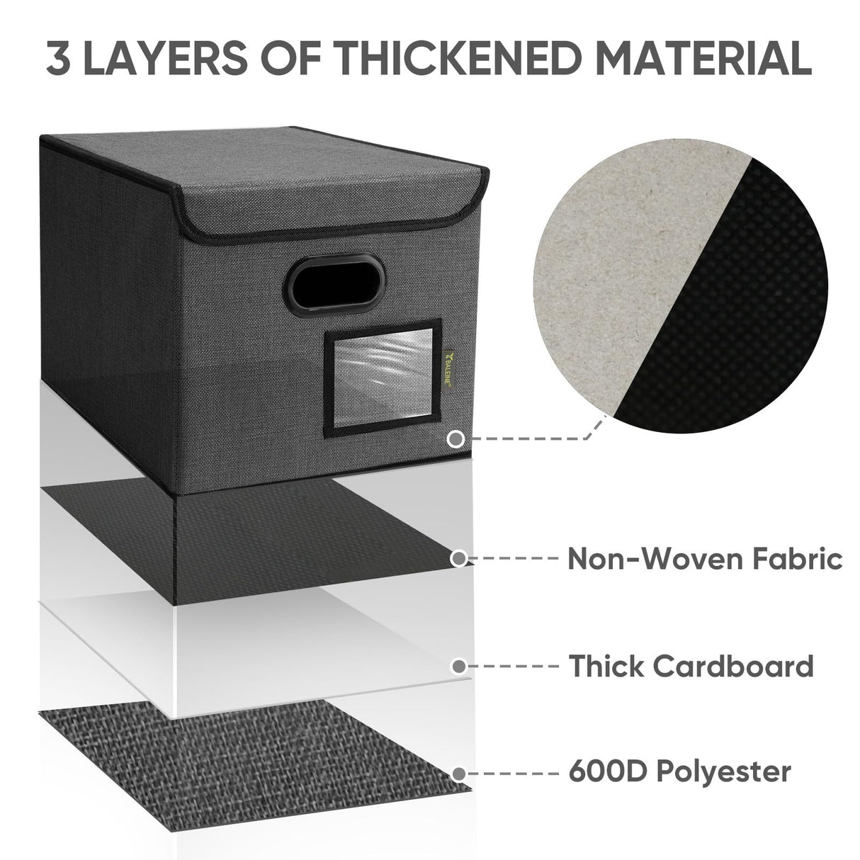 BALEINE File Organizer Box with Lid, Collapsible File Folder Organizer with Plastic Slide, Hanging File Folder Box for Office Document Storage (1 Pack, Black) BALEINE