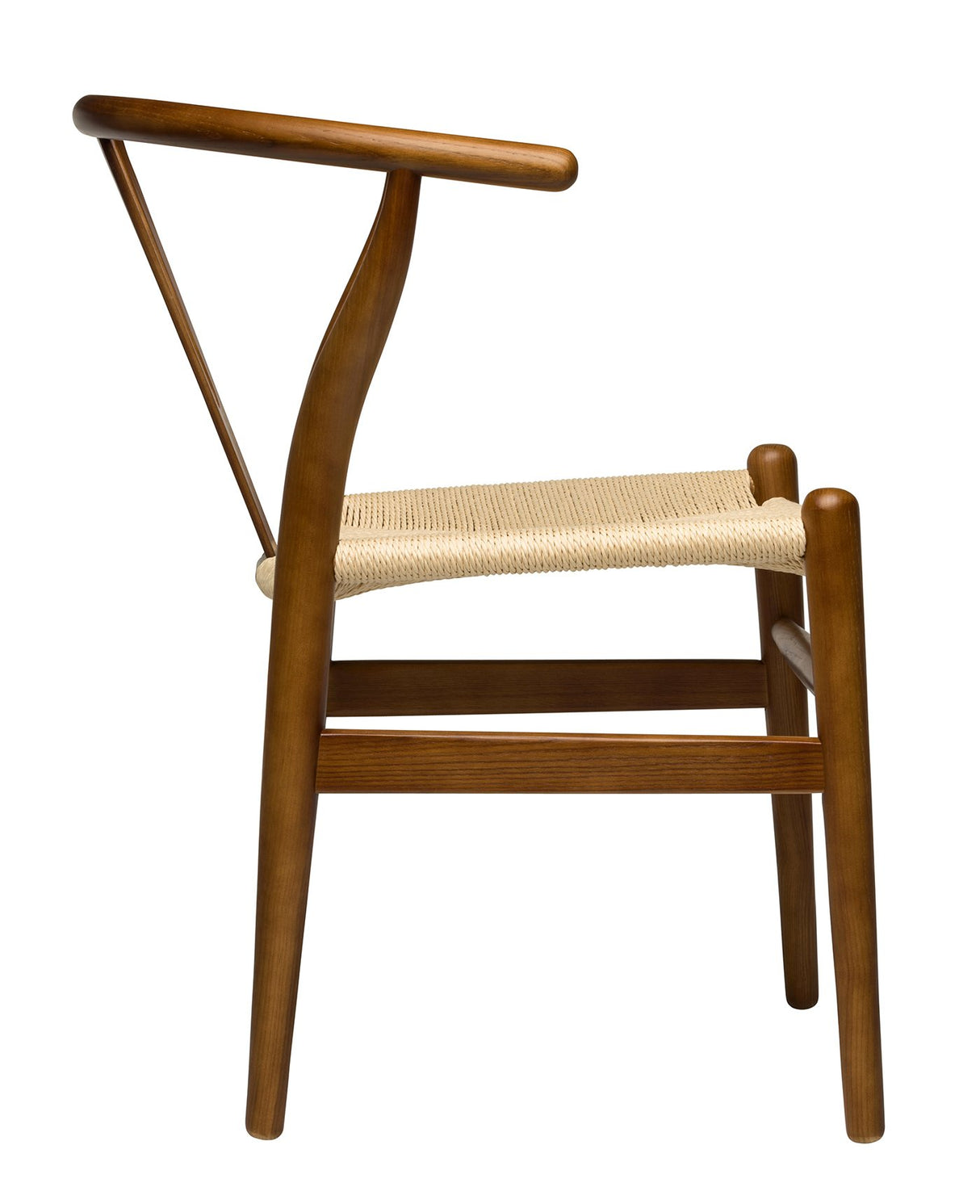 Laura Davidson Furniture Hans Wegner Wishbone Style Chair for Office with Arm Rest, Woven Cord Seat, Walnut with Natural Cord Laura Davidson Furniture