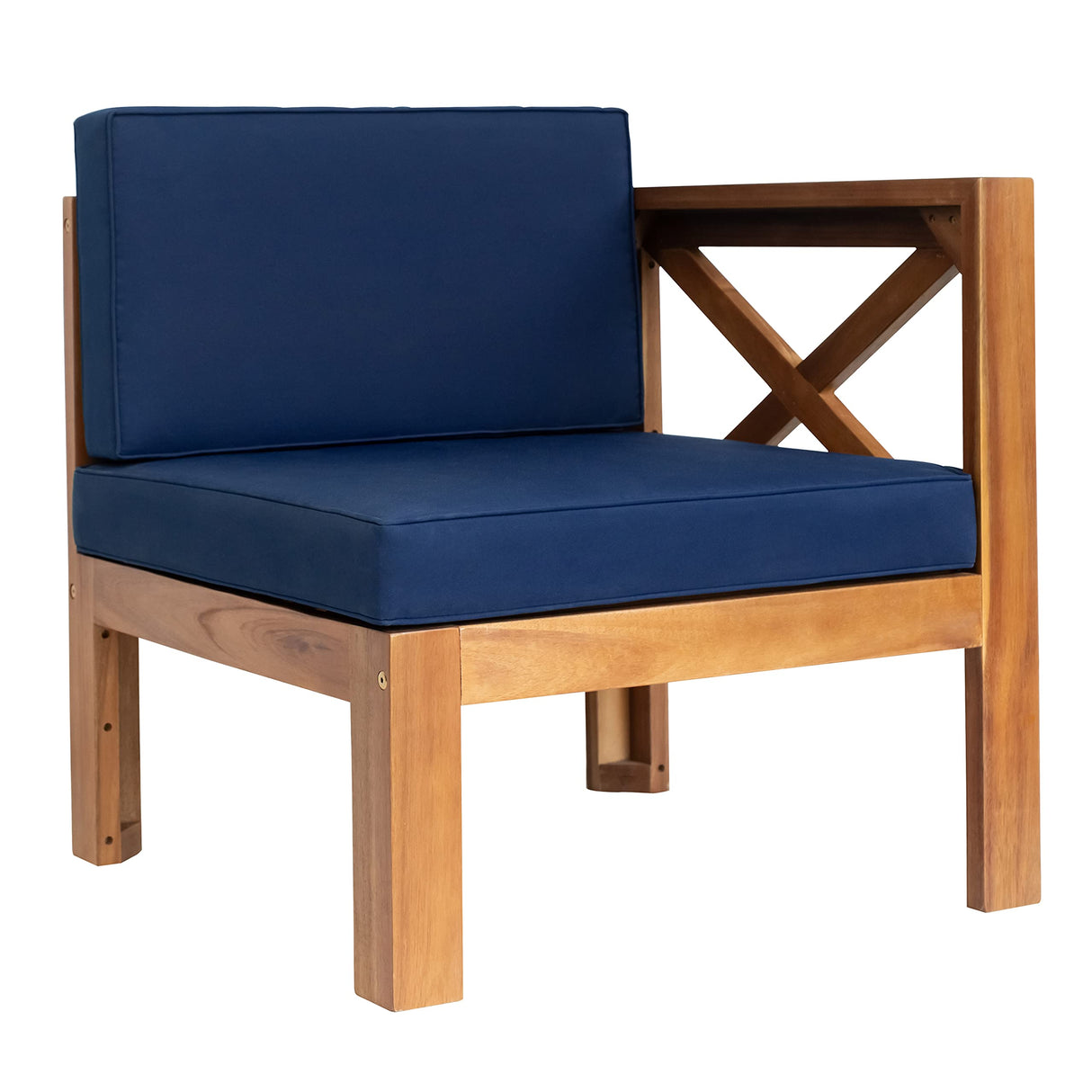 YSWH 5-Piece Patio Acacia Wood Outdoor Sectional Furniture Conversation Sets with Slatted Tabletop Tea Table and X-Back Wood Frame, Removable Cushions YSWH