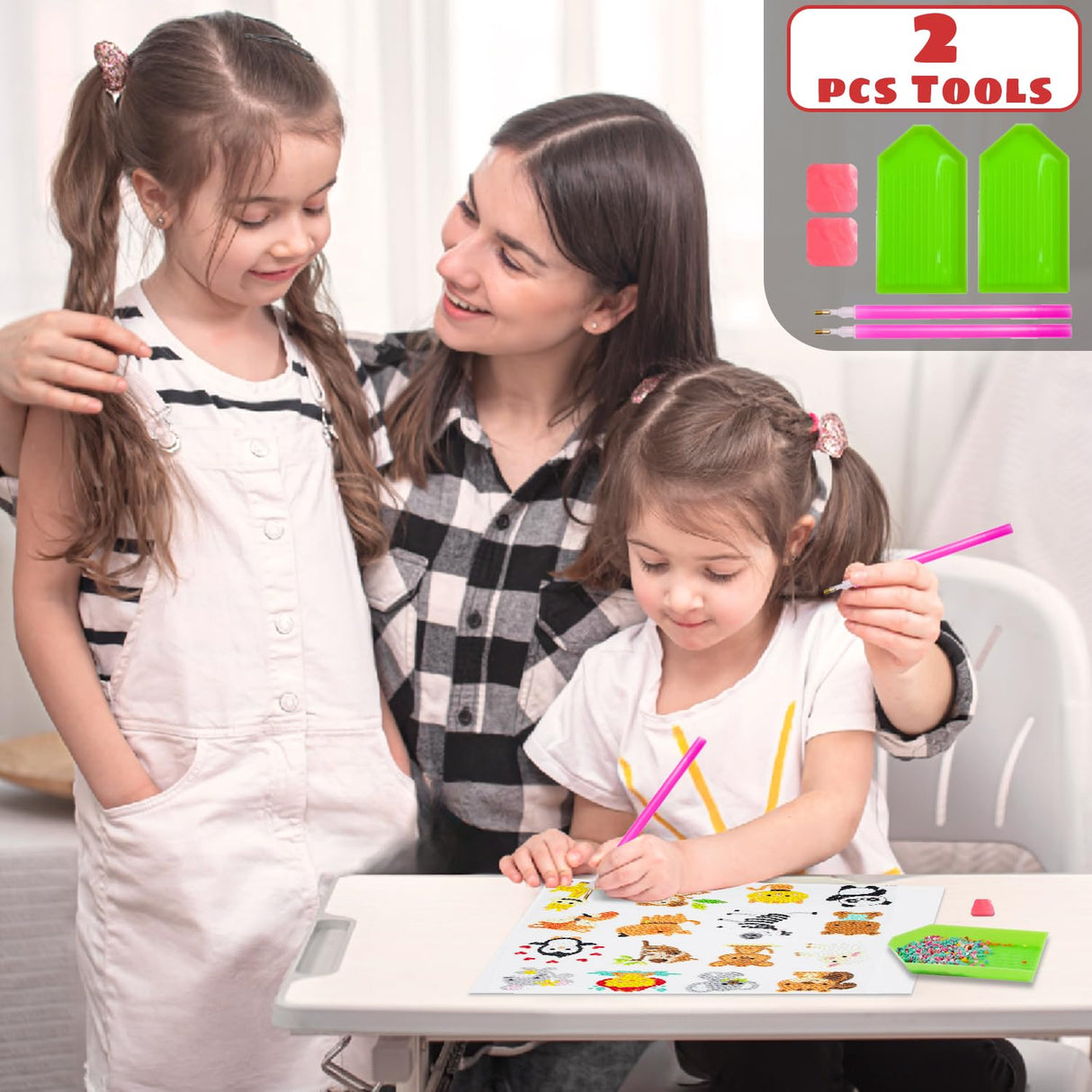 sinceroduct Sparkling 5D Diamond Sticker Kit for All Ages, 64 PCS Cute Animals & Dinosaurs, Eco-Friendly, Reusable & Easy DIY Art for Creative Fun and Learning sinceroduct