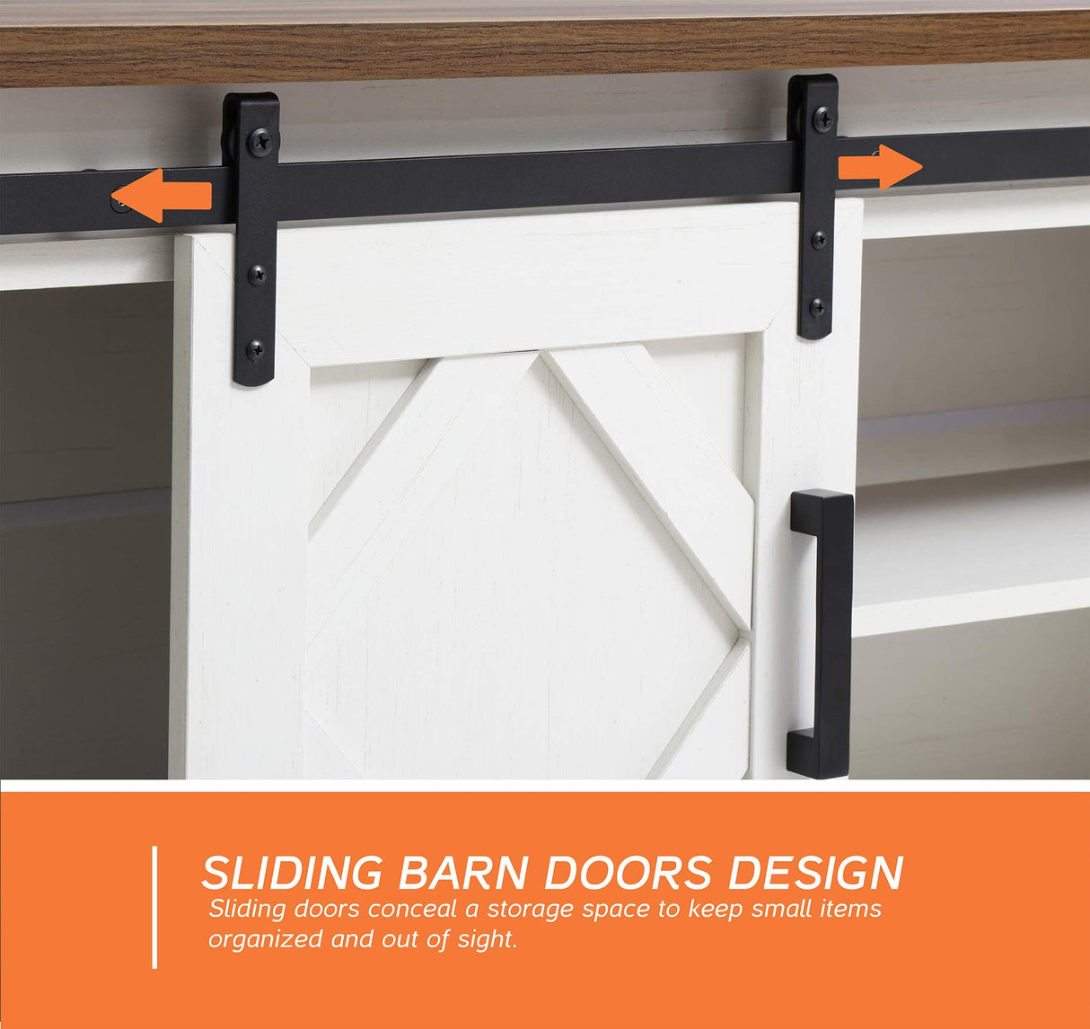 WAMPAT Modern Farmhouse 3 in 1 TV Stand for up to 85" TVs Wood Entertainment Center with Open Storage for Living Room Antique White WAMPAT