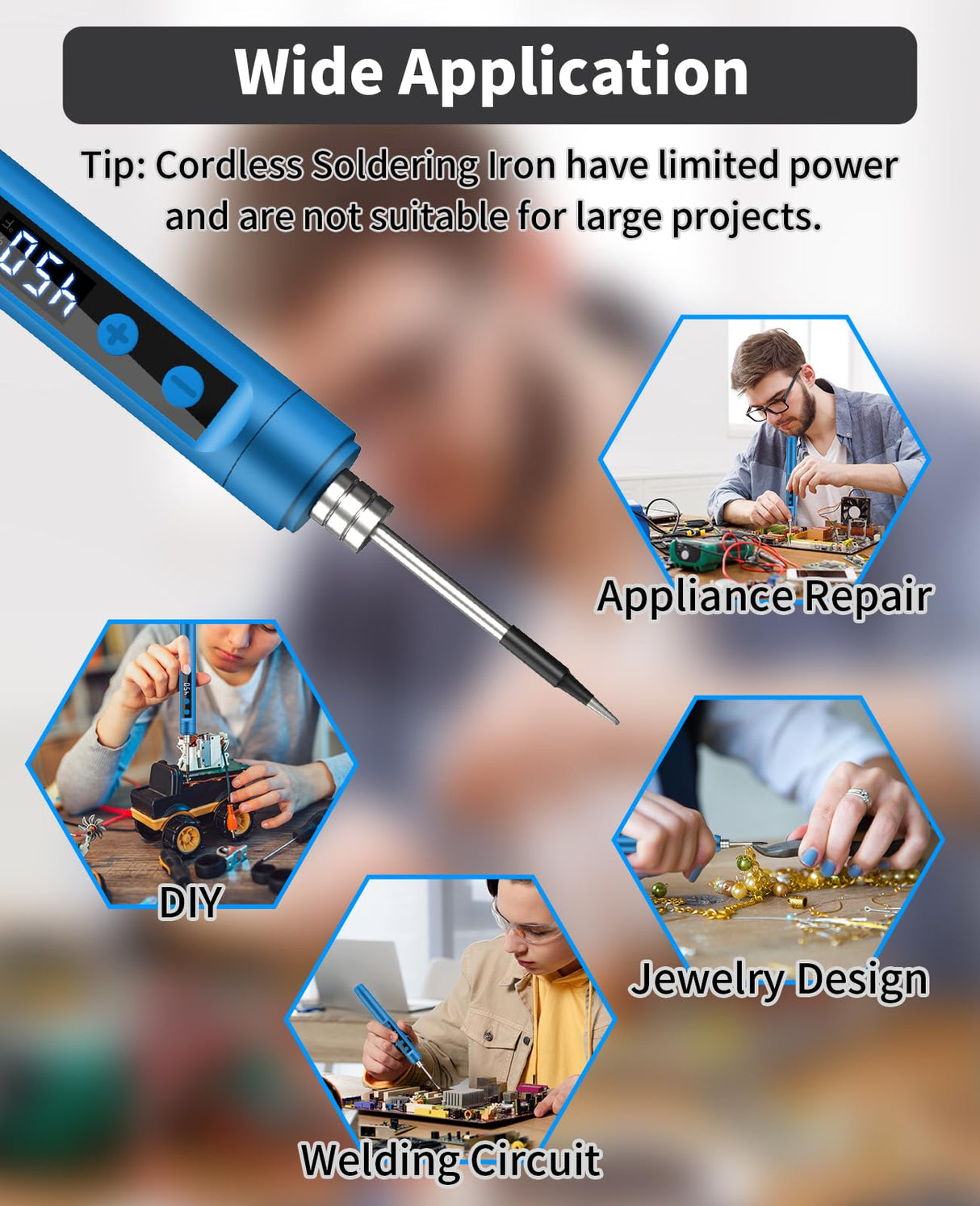 Cordless Soldering Iron Kit - 1100mAh USB Rechargeable Portable Cordless Soldering Gun - LCD Digital Adjustable Temperature Thermostatic for Home Appliance Repair, DIY Qyvorae