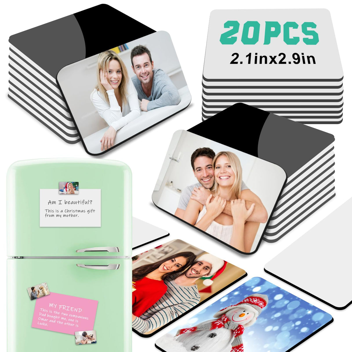 Clonivent 20 PCS Sublimation Magnet Blanks, 2x3 inch Sublimation Blank Refrigerator Magnets Personalized Fridge Soft Magnet Sticker Blanks Products for DIY Home Kitchen Decorative Clonivent