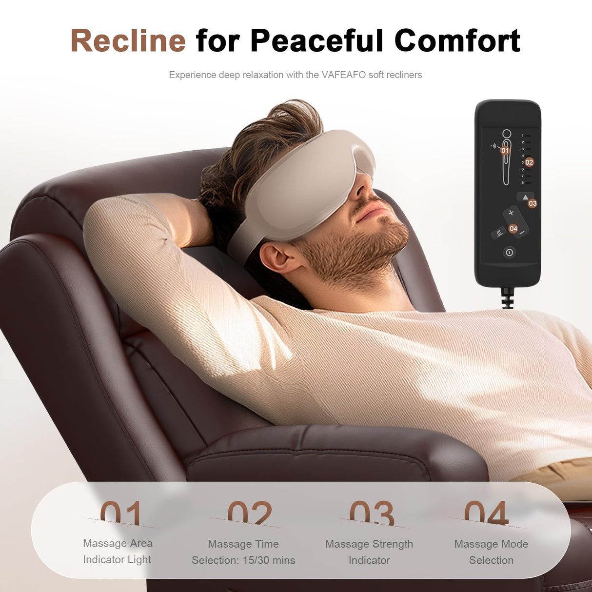 VAFEAFO Recliner Sofa, Massage Reclining Sofa Sets 4 Seater Heavy Weight Capacity, 2 Single Power Heat & Massageable Chair with Storage, Cup Holders, Wall Hugger Couches for Living Room & RV Campers VAFEAFO